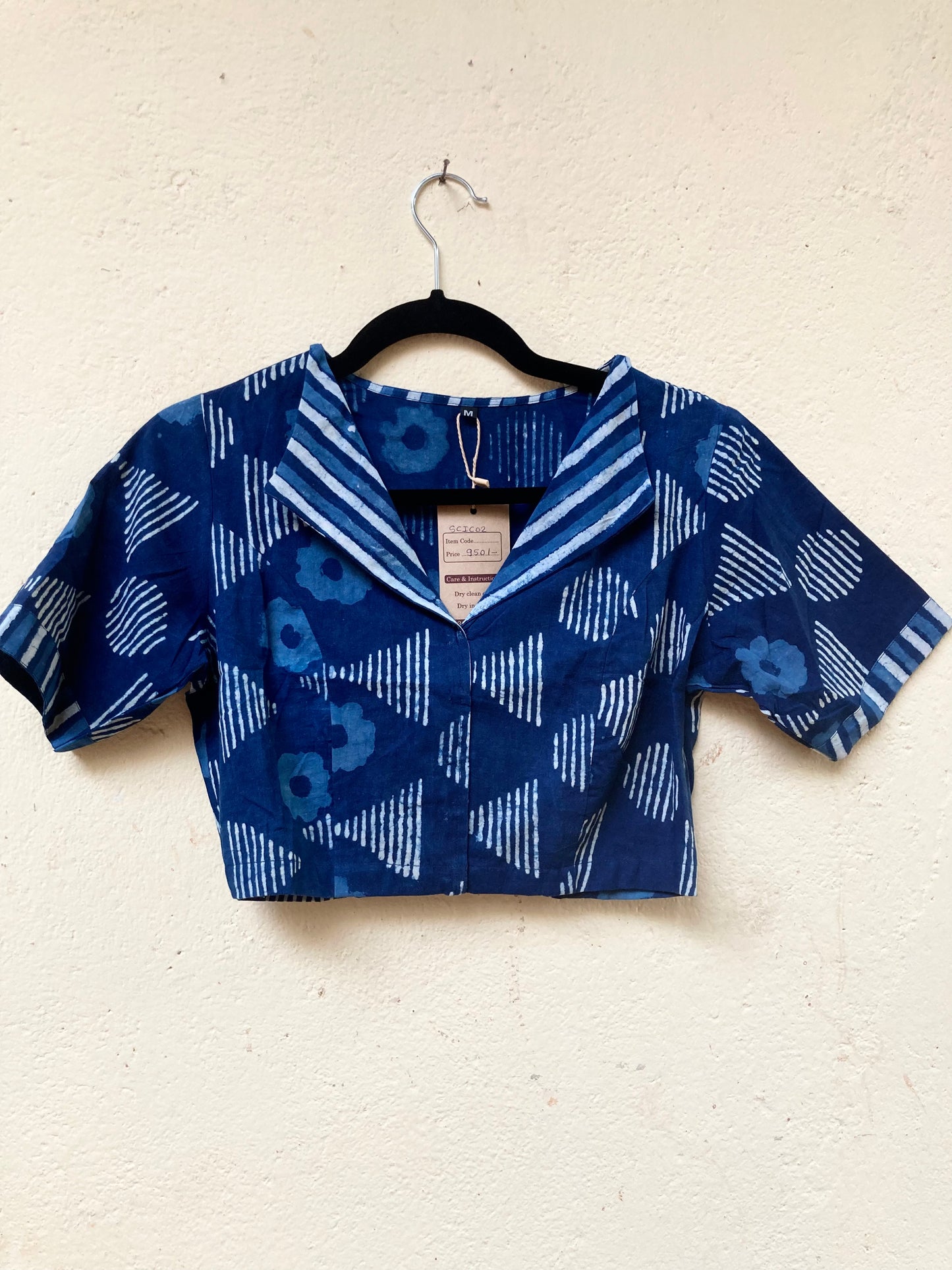 Indigo Handblock Printed Cotton Blouse