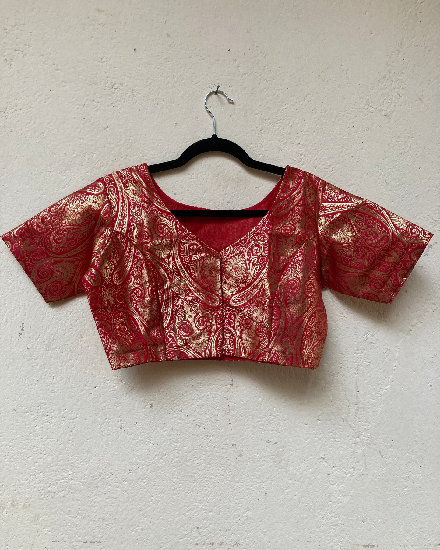 Red Brocade Blouse