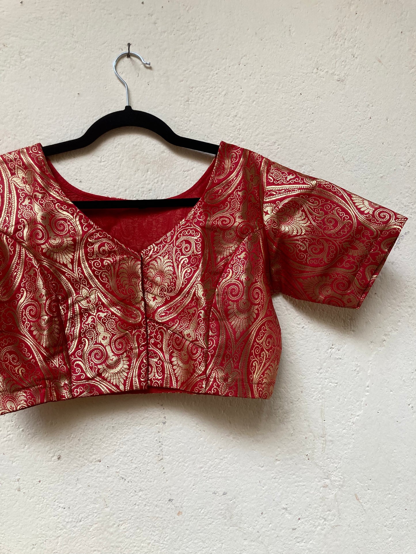 Red Brocade Blouse