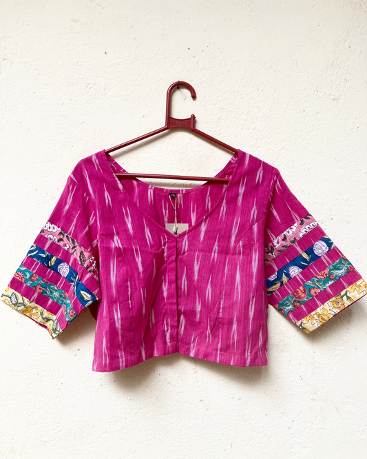 Pink Ikkat Patchwork Blouse