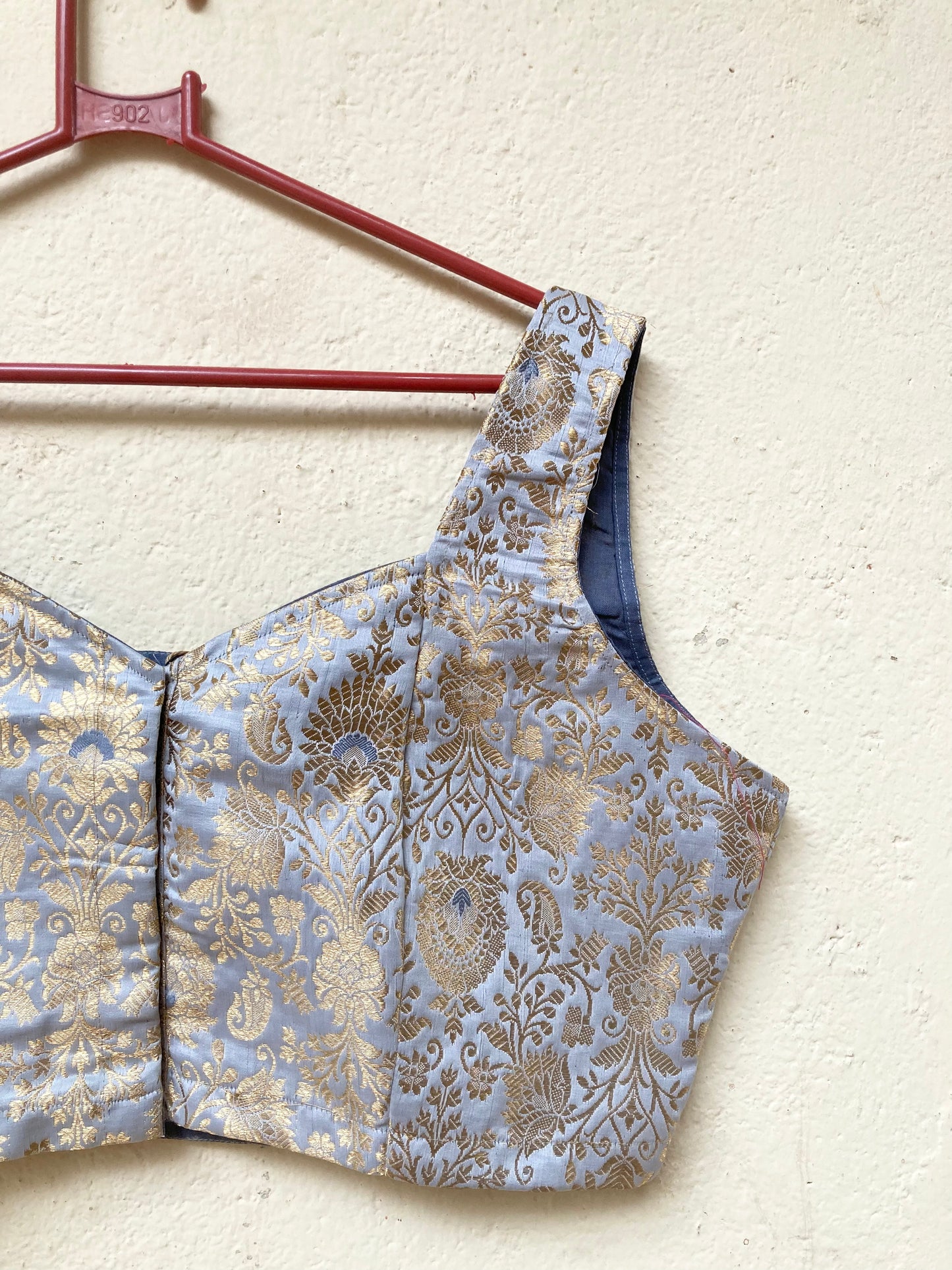 Grey Brocade Blouse