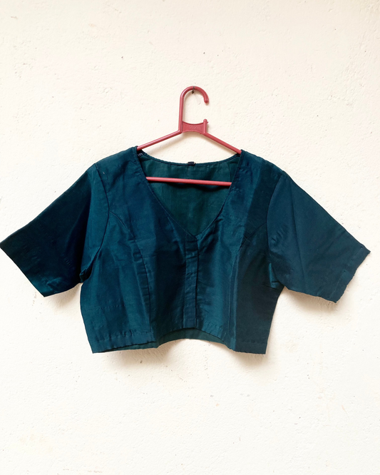Bottle Green Cotton Silk Blouse