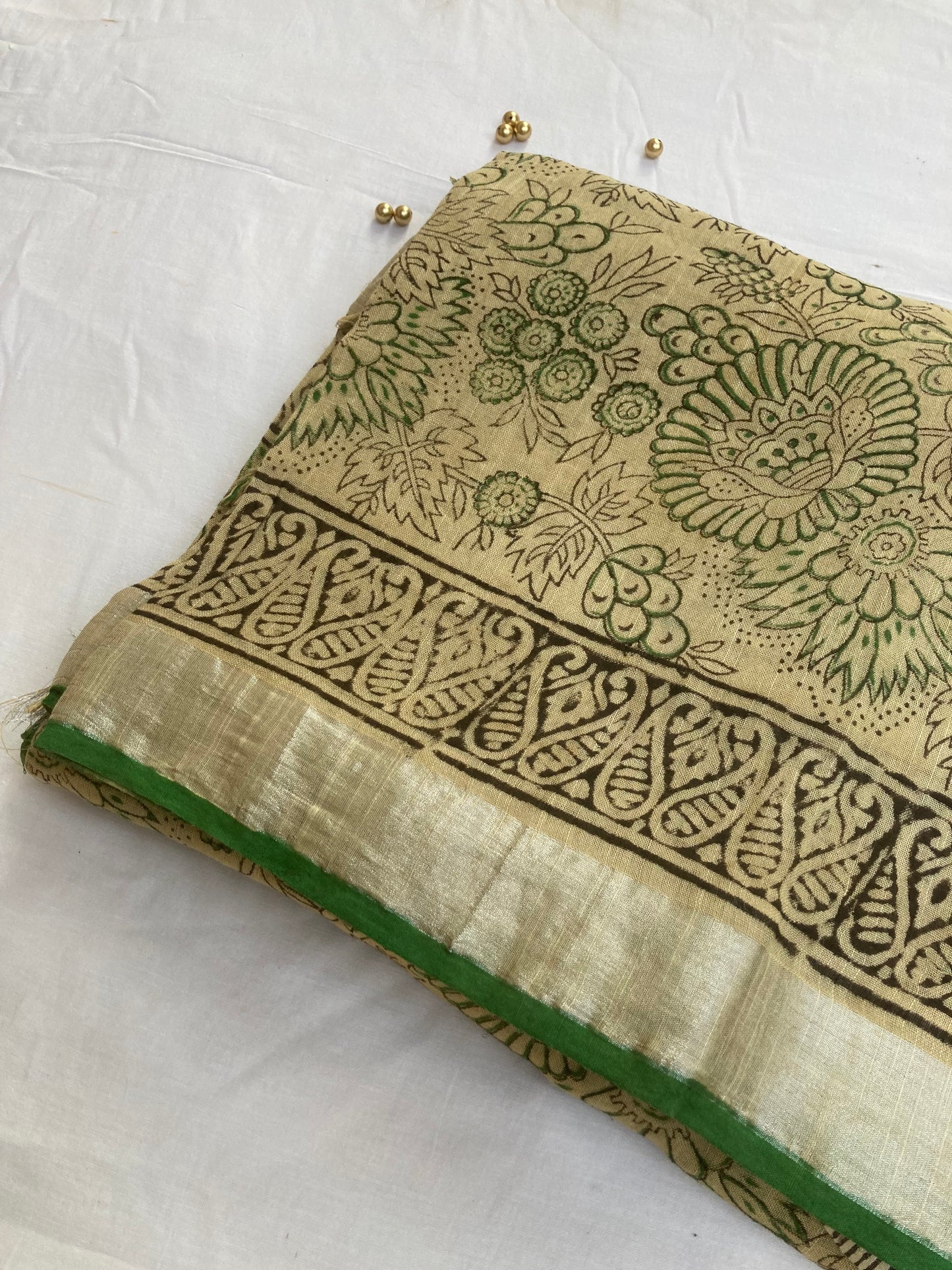 Lemon Yellow Slub Linen Saree