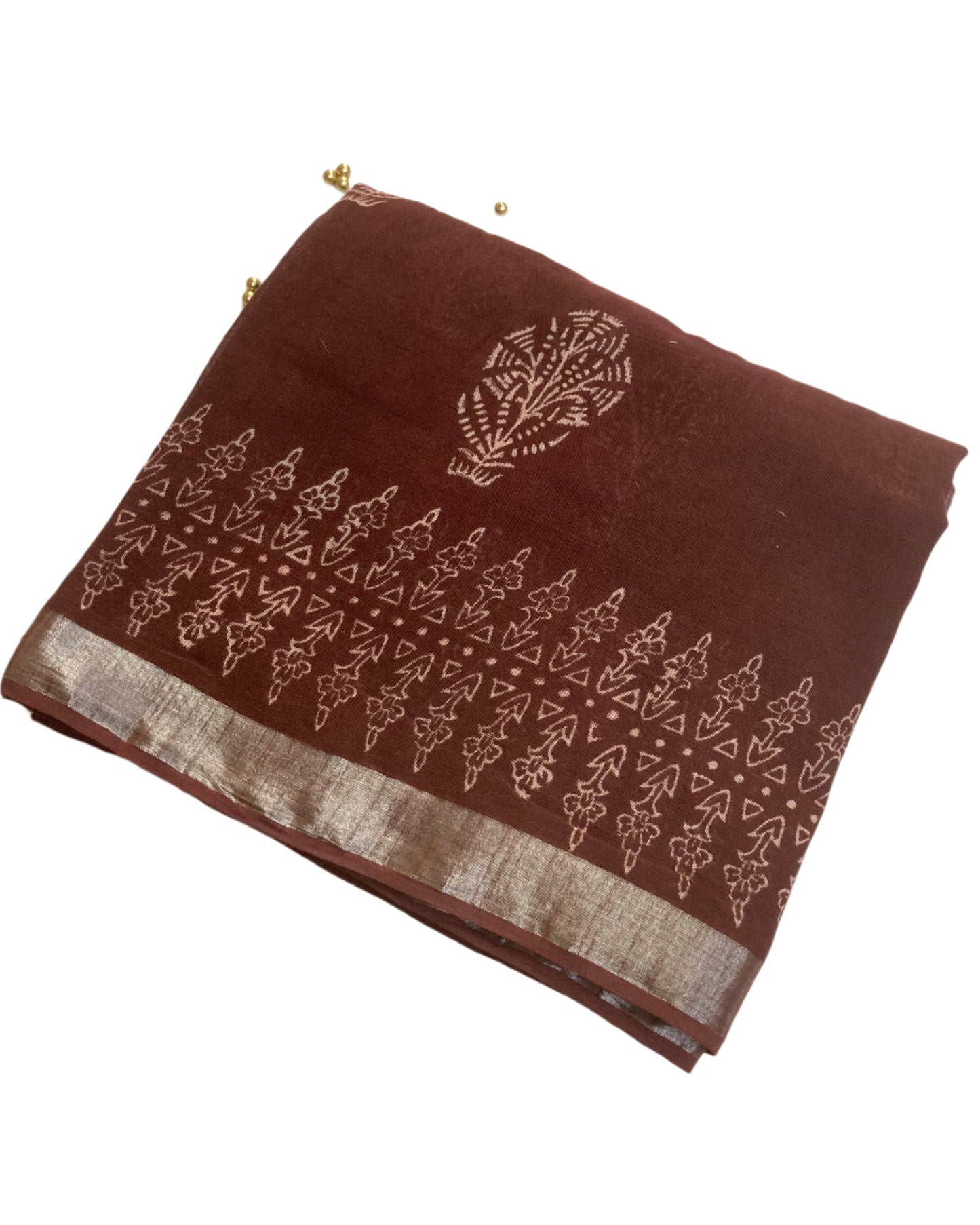 Brown Slub Linen Saree
