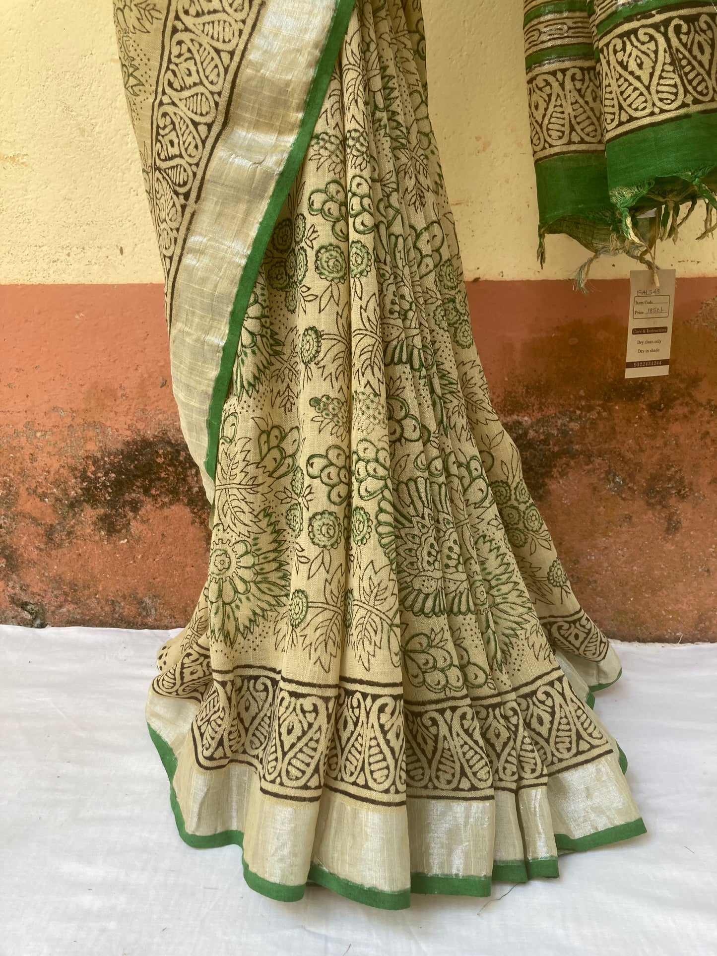 Lemon Yellow Slub Linen Saree