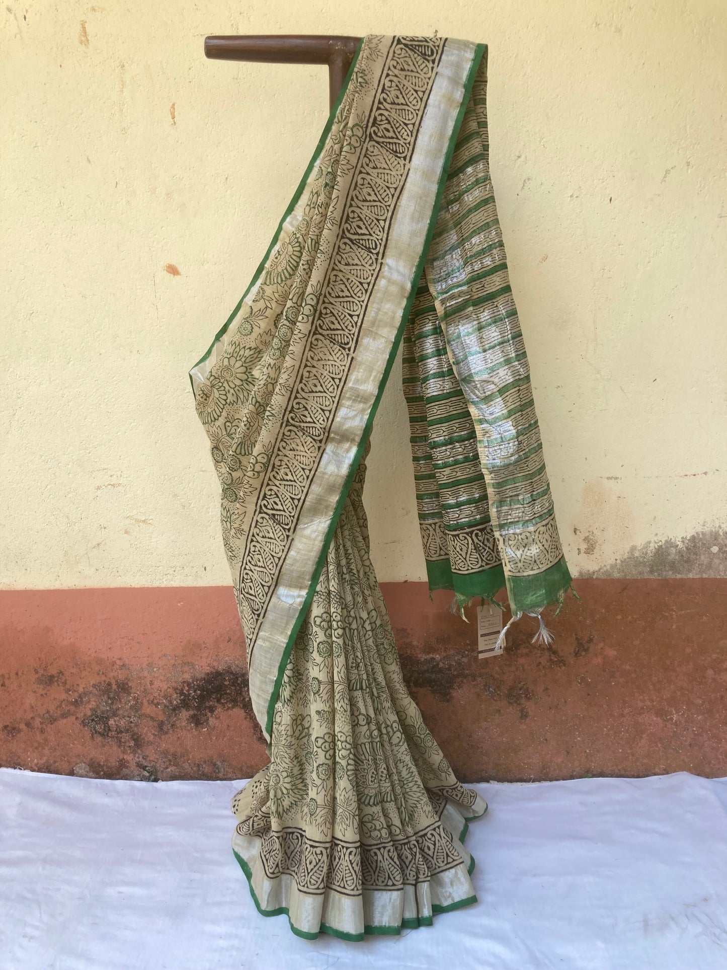 Lemon Yellow Slub Linen Saree