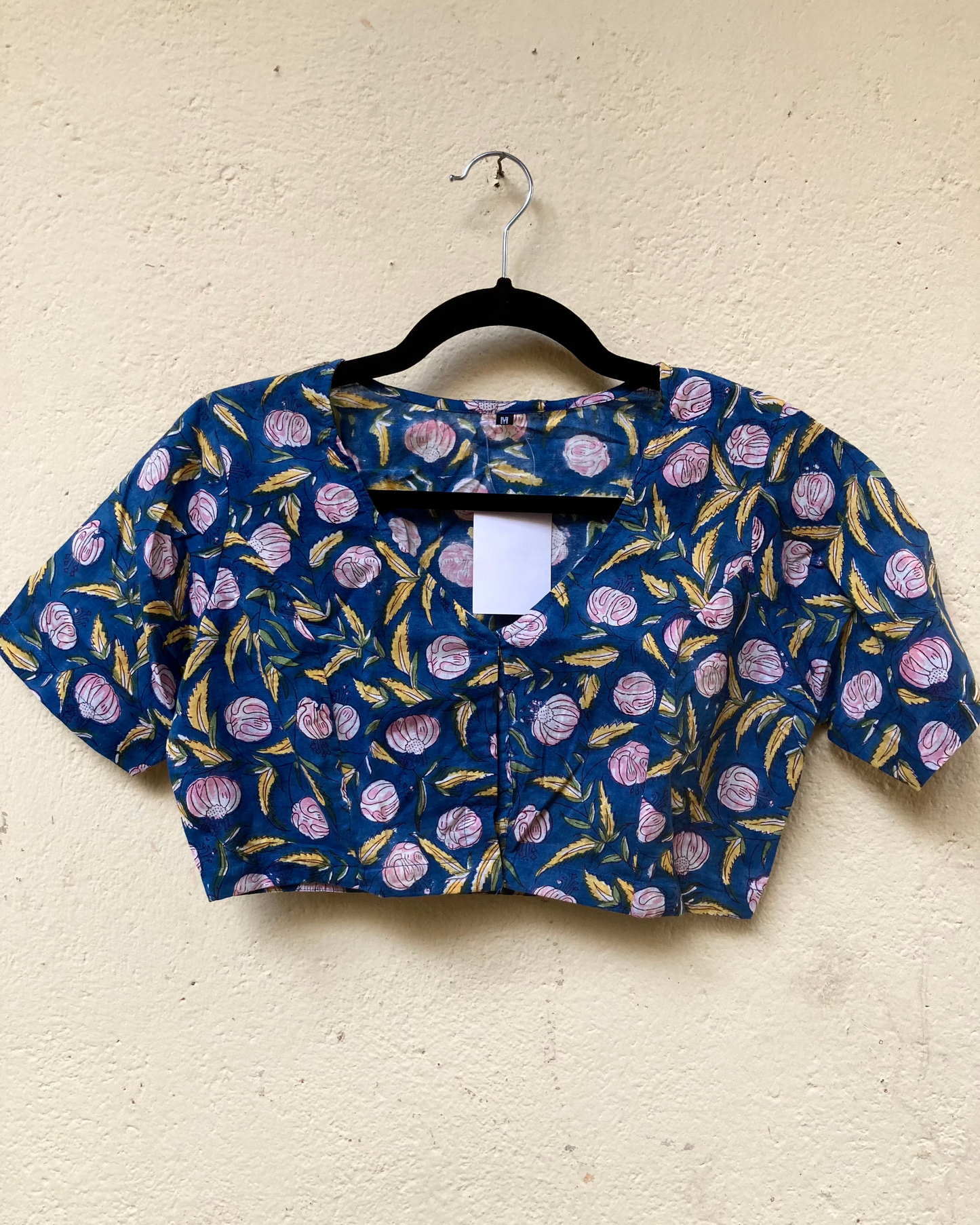 Light Blue Block Printed Cotton Blouse