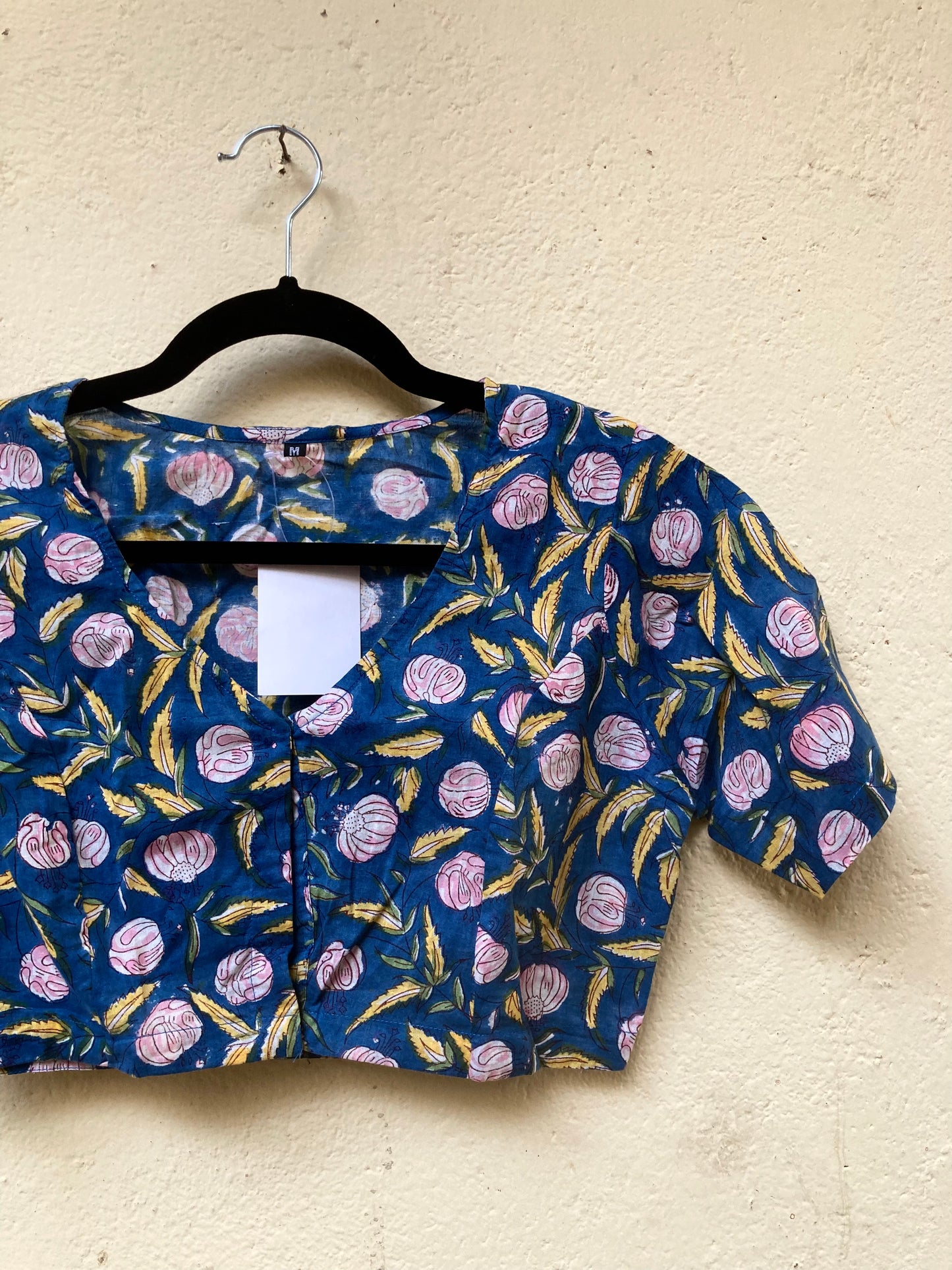 Light Blue Block Printed Cotton Blouse