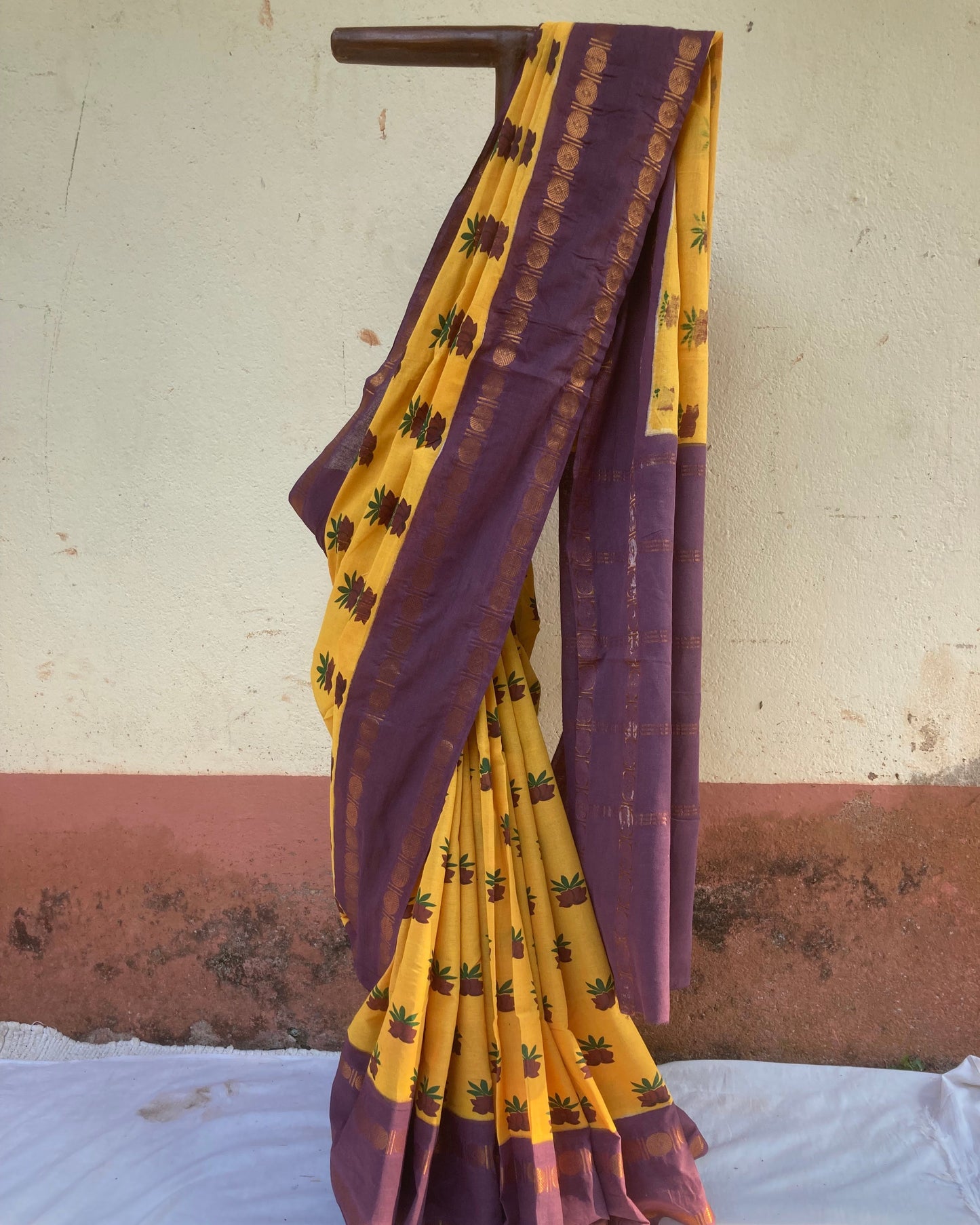 Turmeric Yellow Sungudi Saree