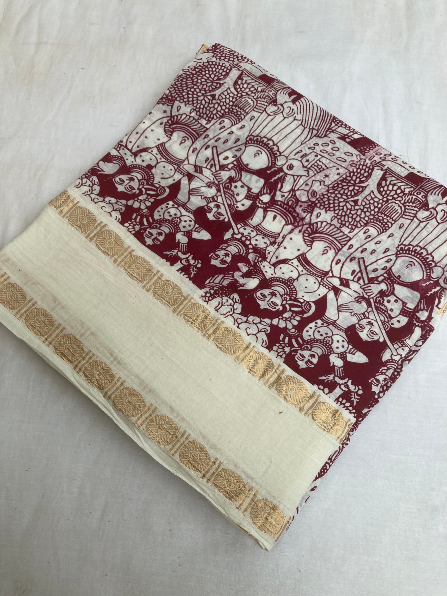 White And Red Sungudi Saree