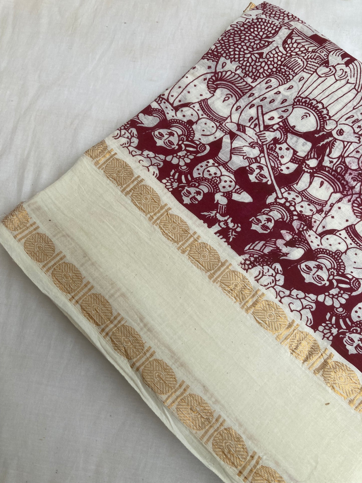 White And Red Sungudi Saree