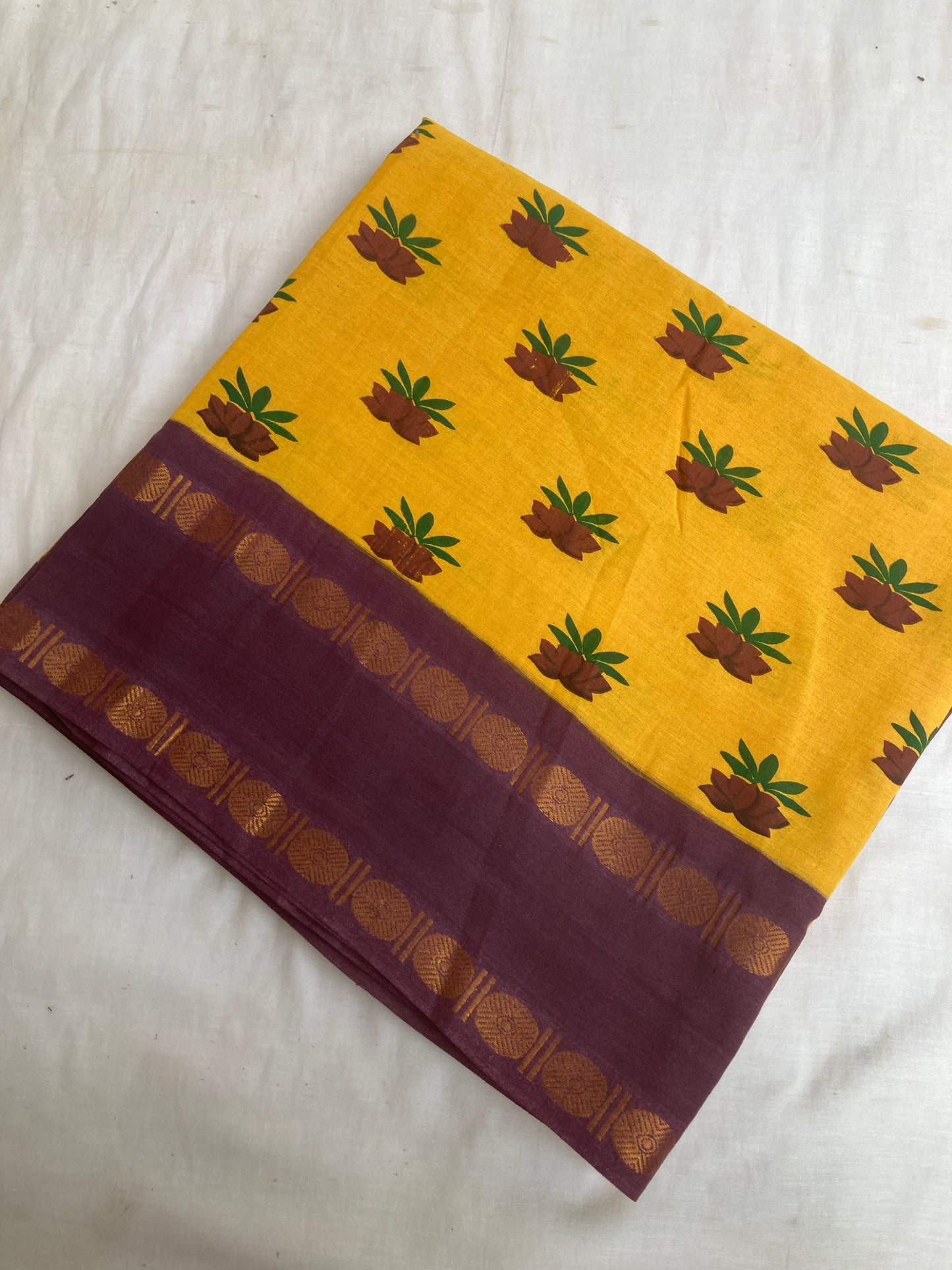 Turmeric Yellow Sungudi Saree