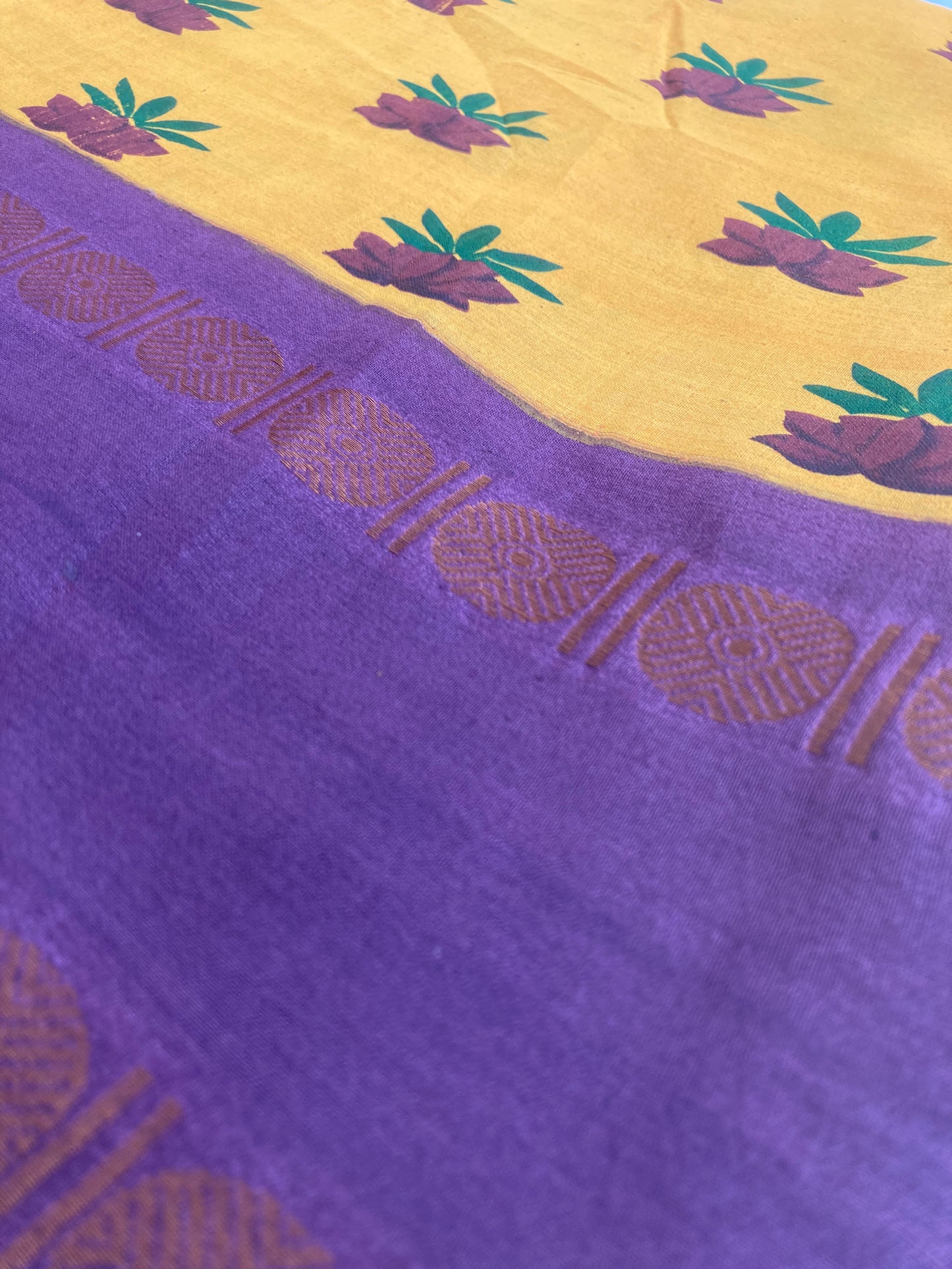 Turmeric Yellow Sungudi Saree