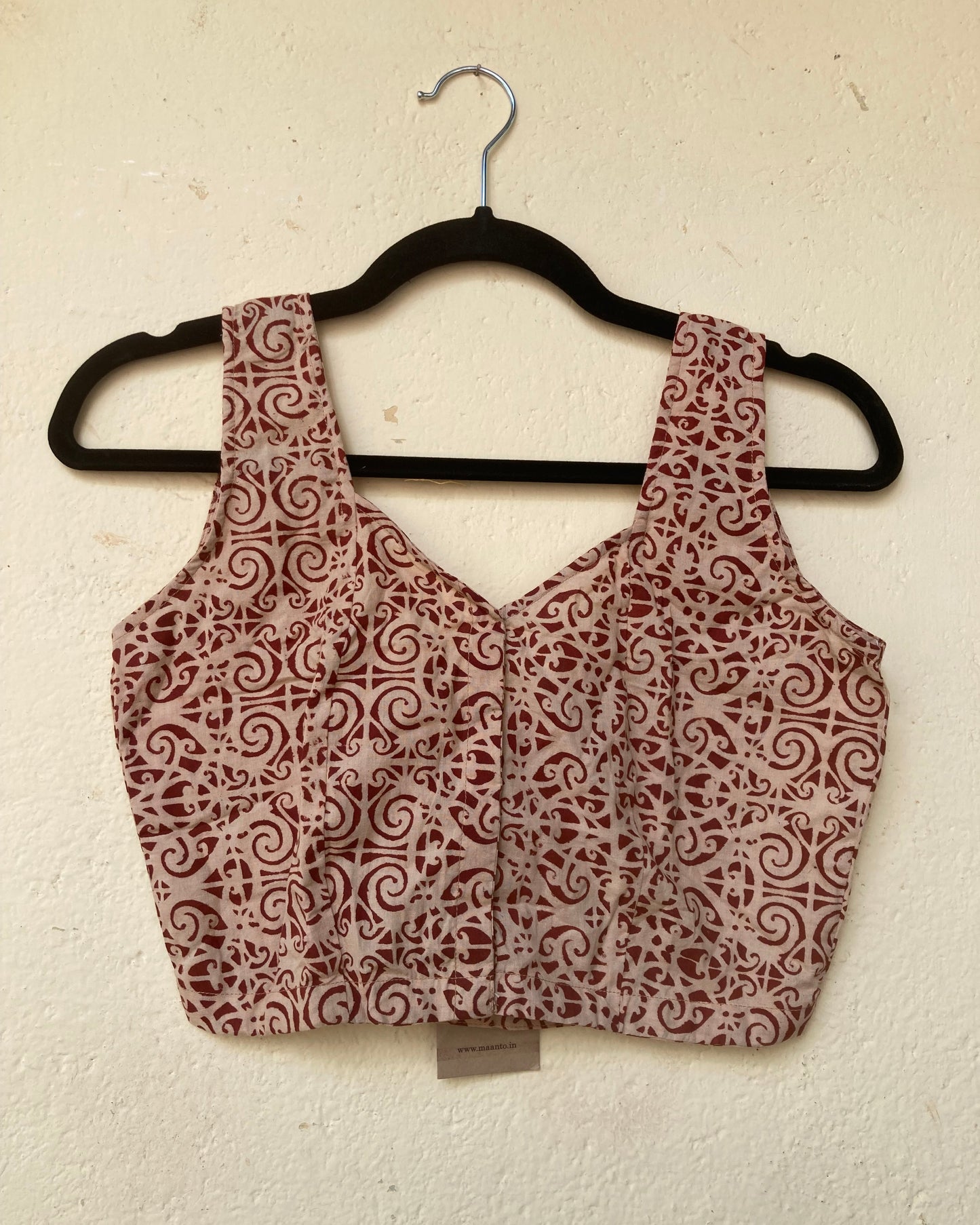 Cream Block Printed Cotton Blouse