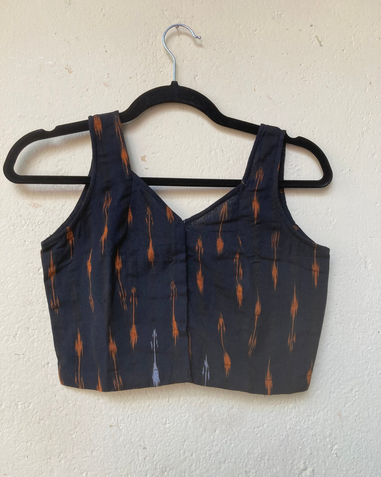 Charcoal Black Ikkat Hand Embroidery Blouse