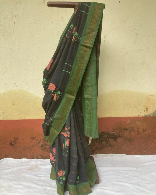 Black Lotus Sungudi Saree