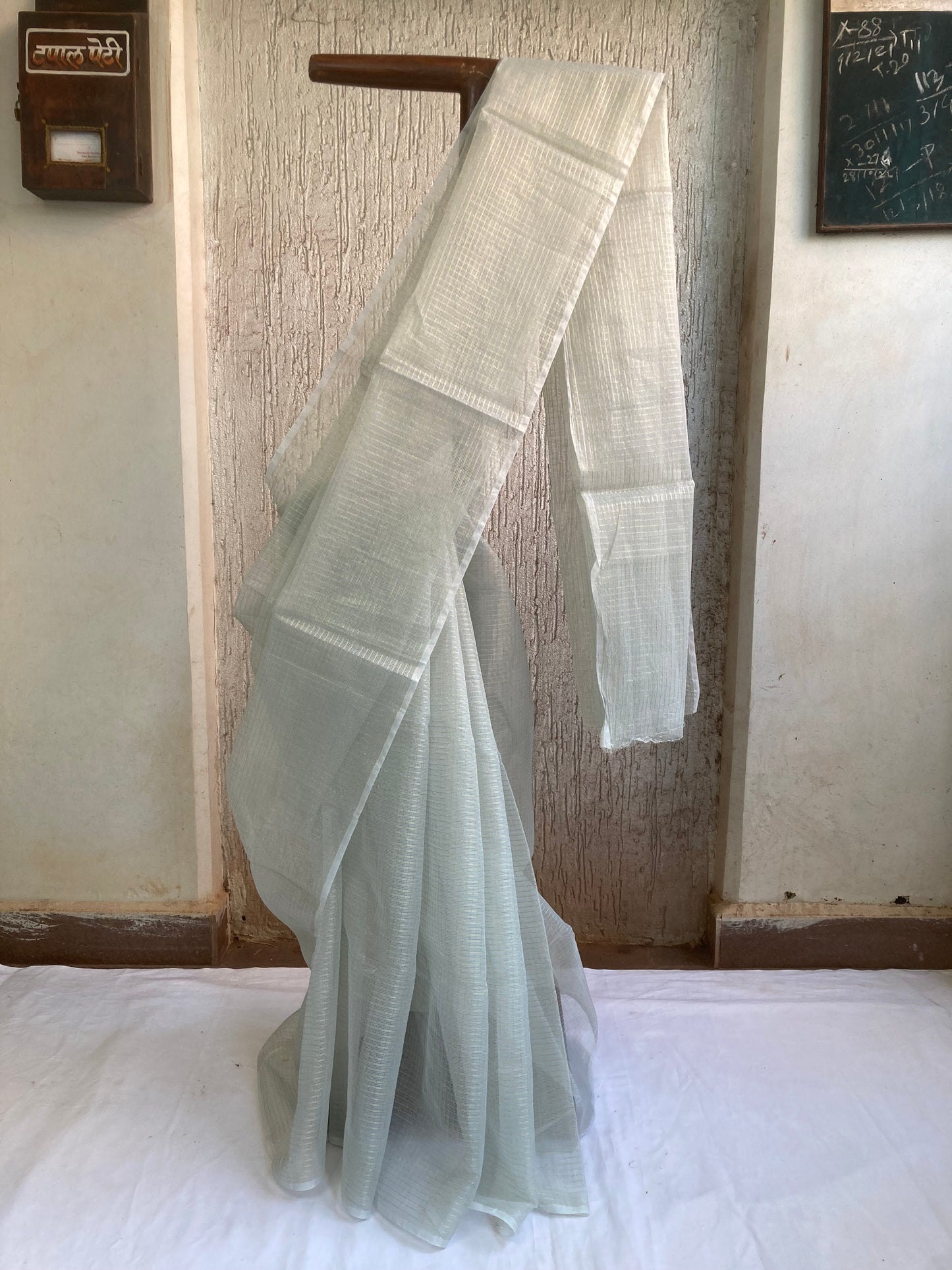 Gray Plain Kota Doria Saree