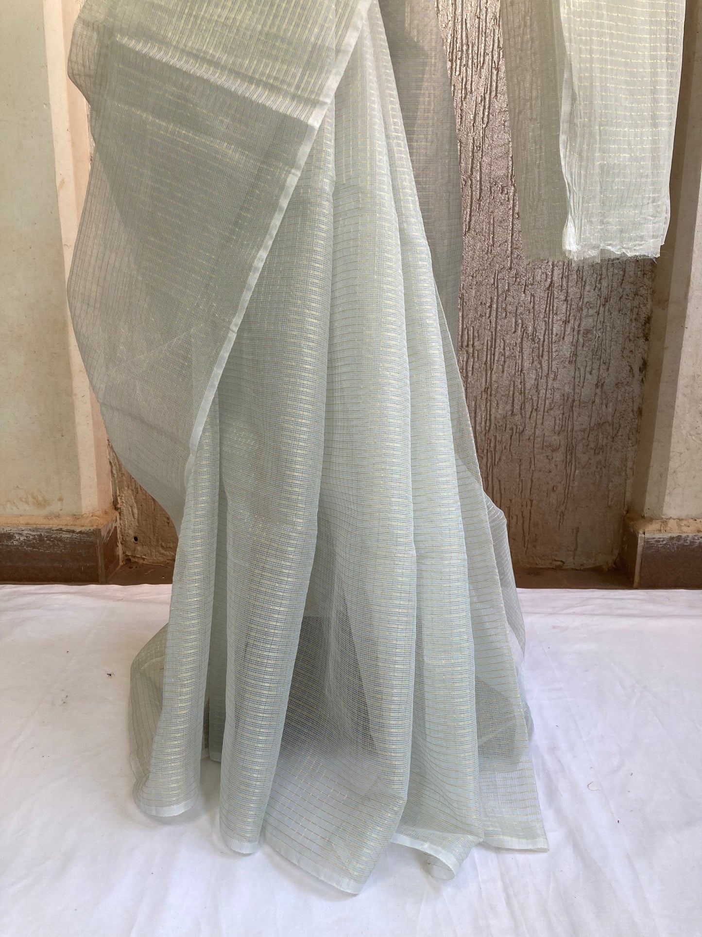 Gray Plain Kota Doria Saree