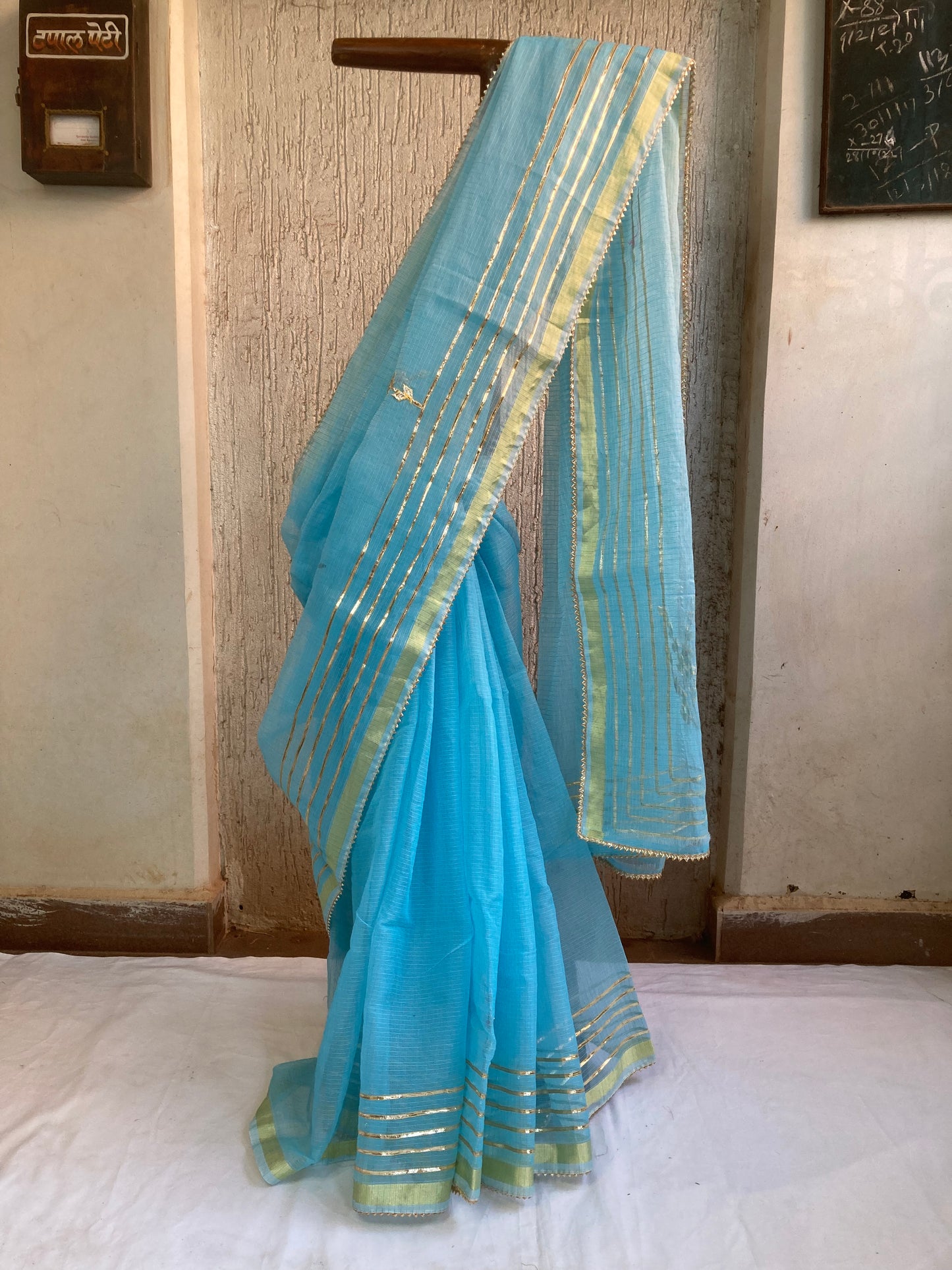 Royal Blue Gotapatti Kota Doria Saree
