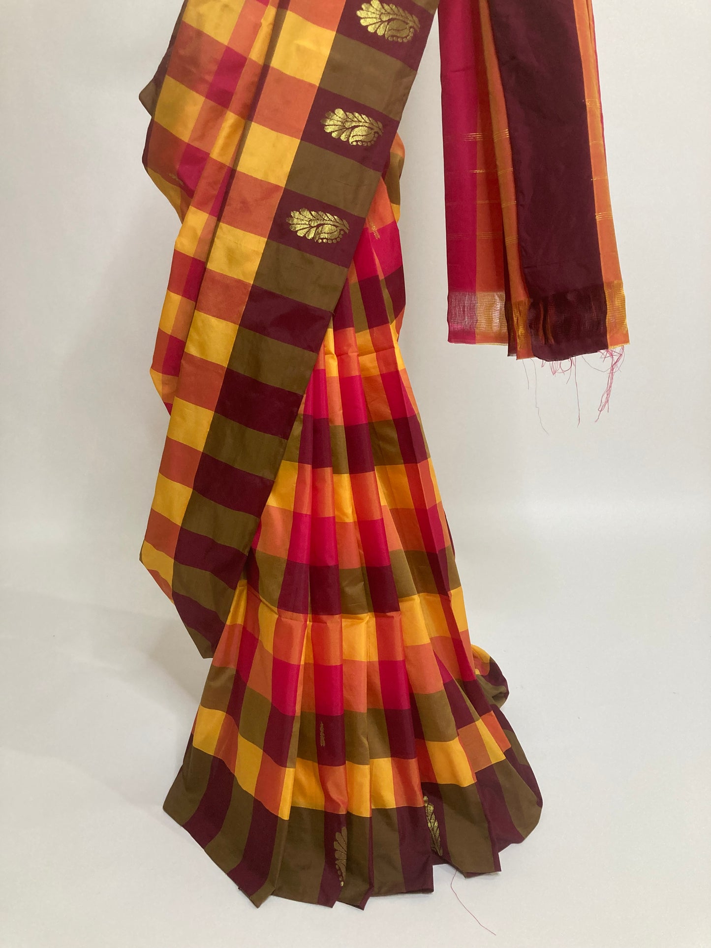Tangerine Arni Silk Saree