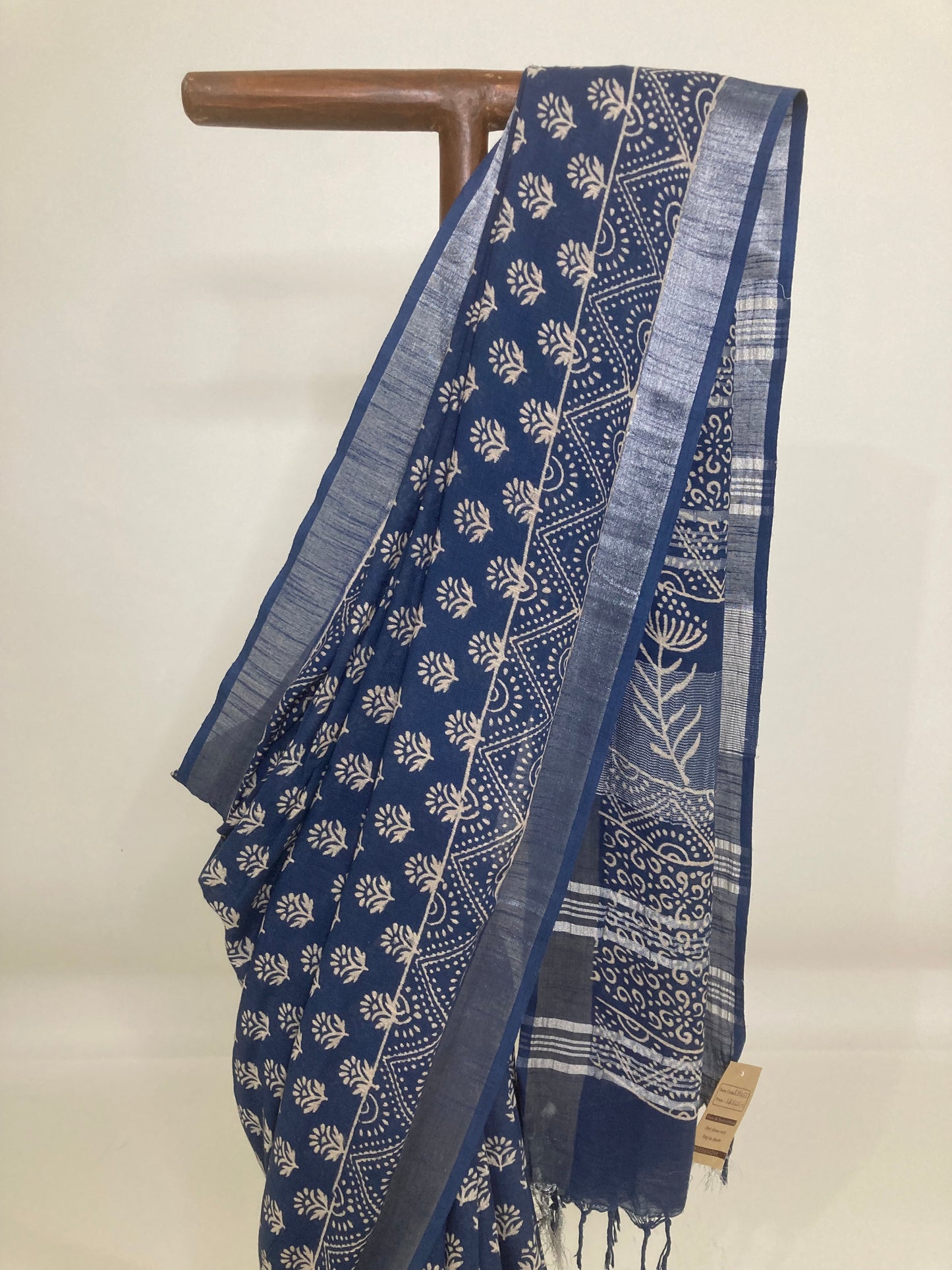 Indigo Slub Linen Saree
