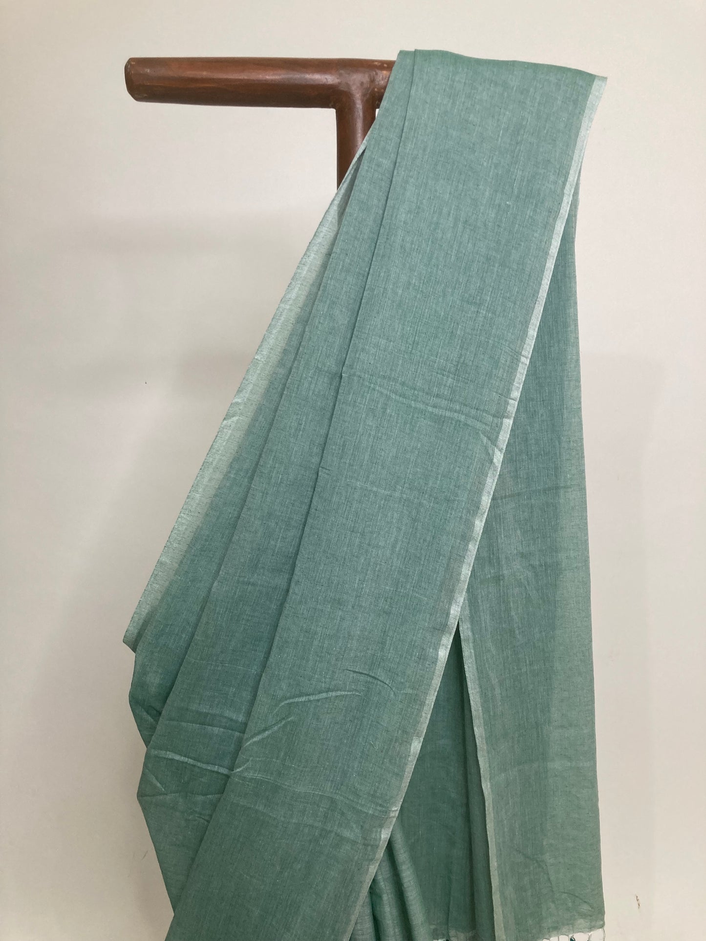 Cyan Green Mul Cotton Saree