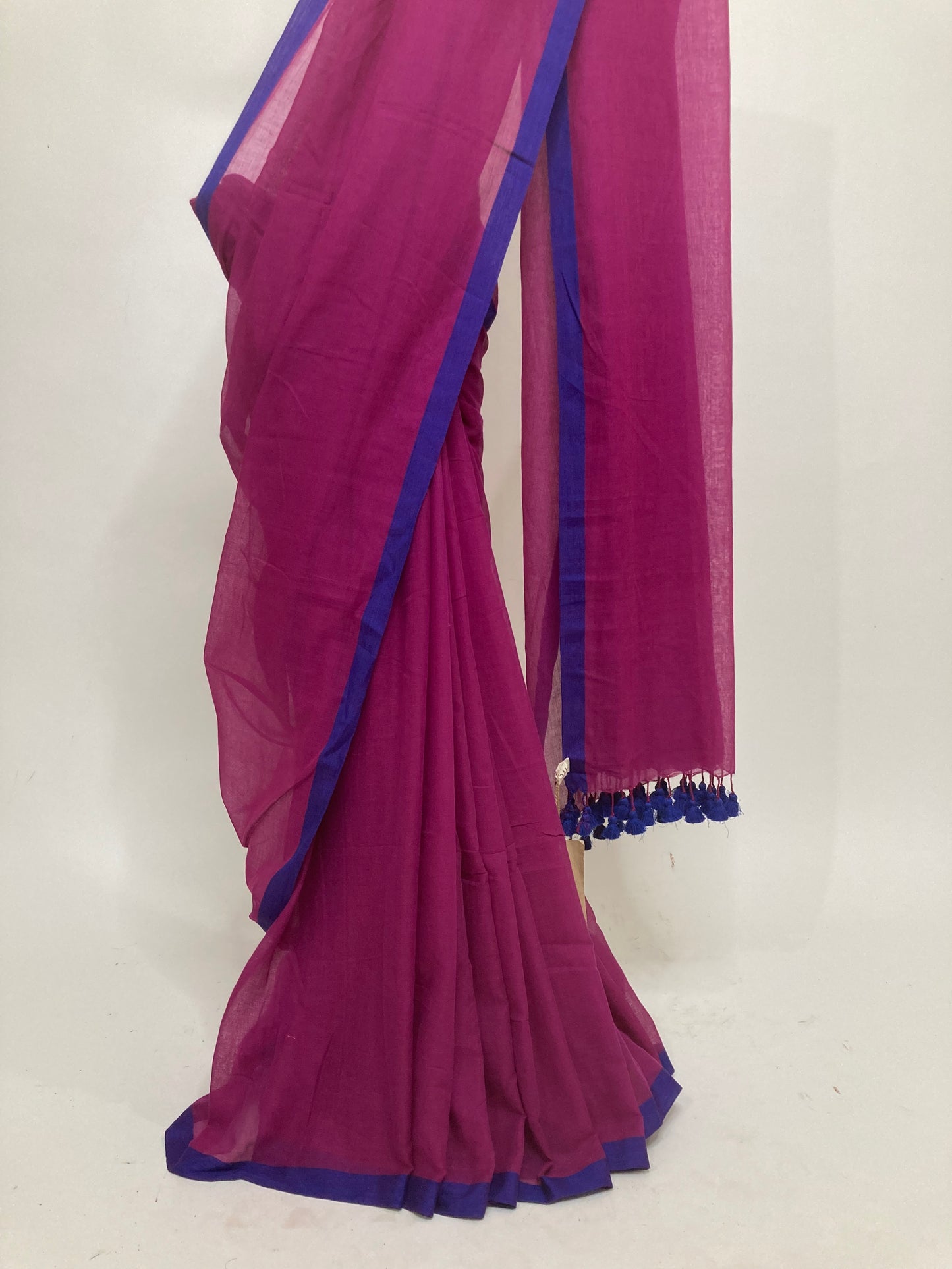 Hot Pink Mul Cotton Saree