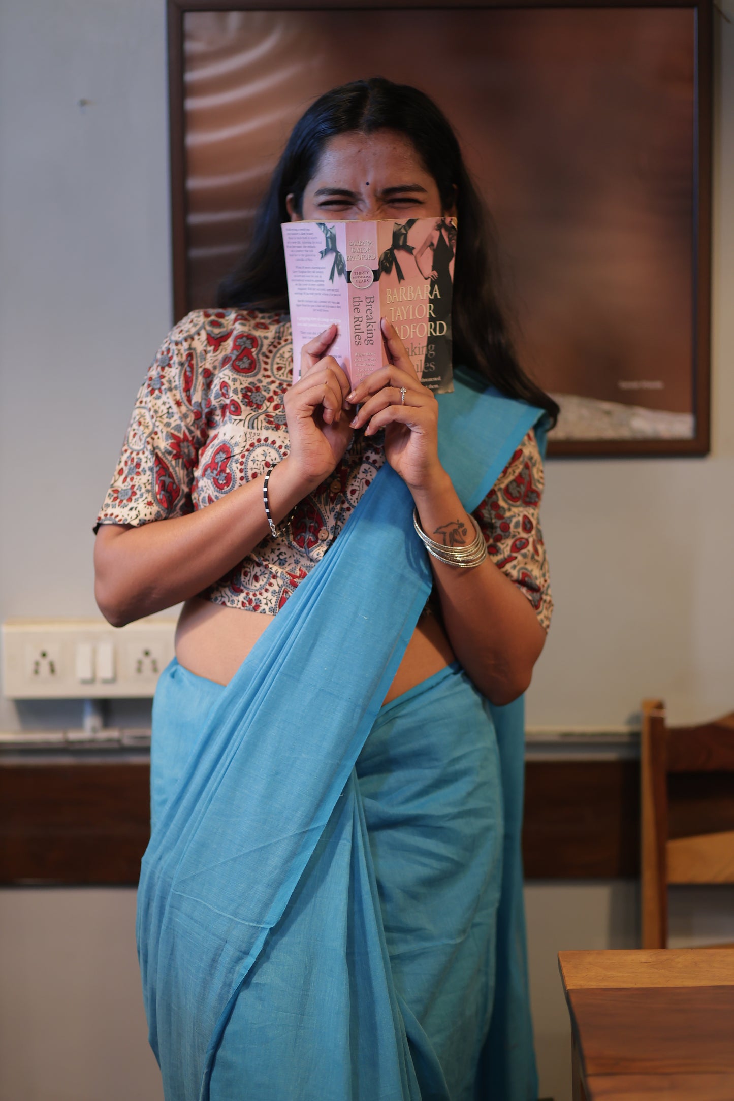 Royal Blue Mul Cotton Saree