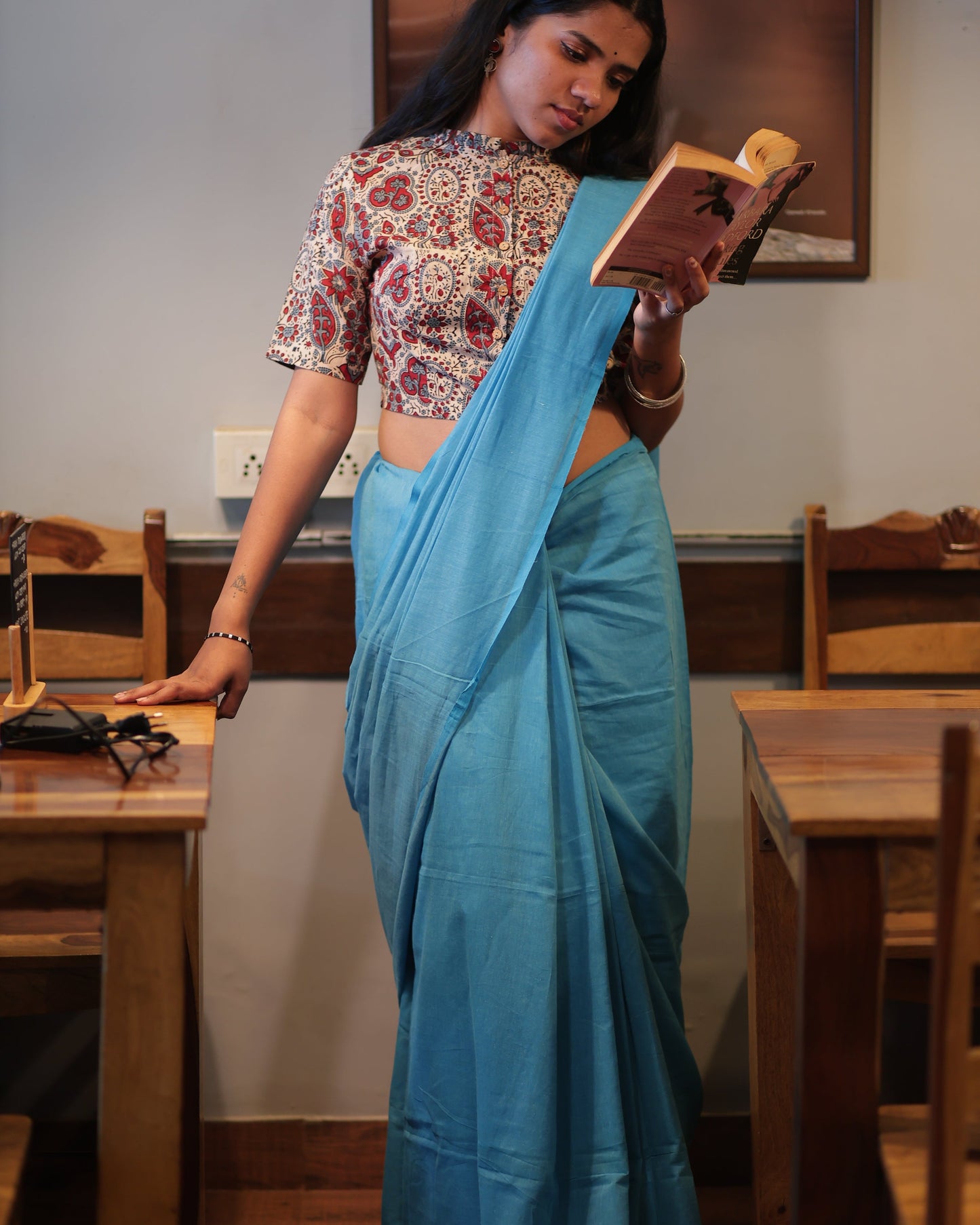 Royal Blue Mul Cotton Saree