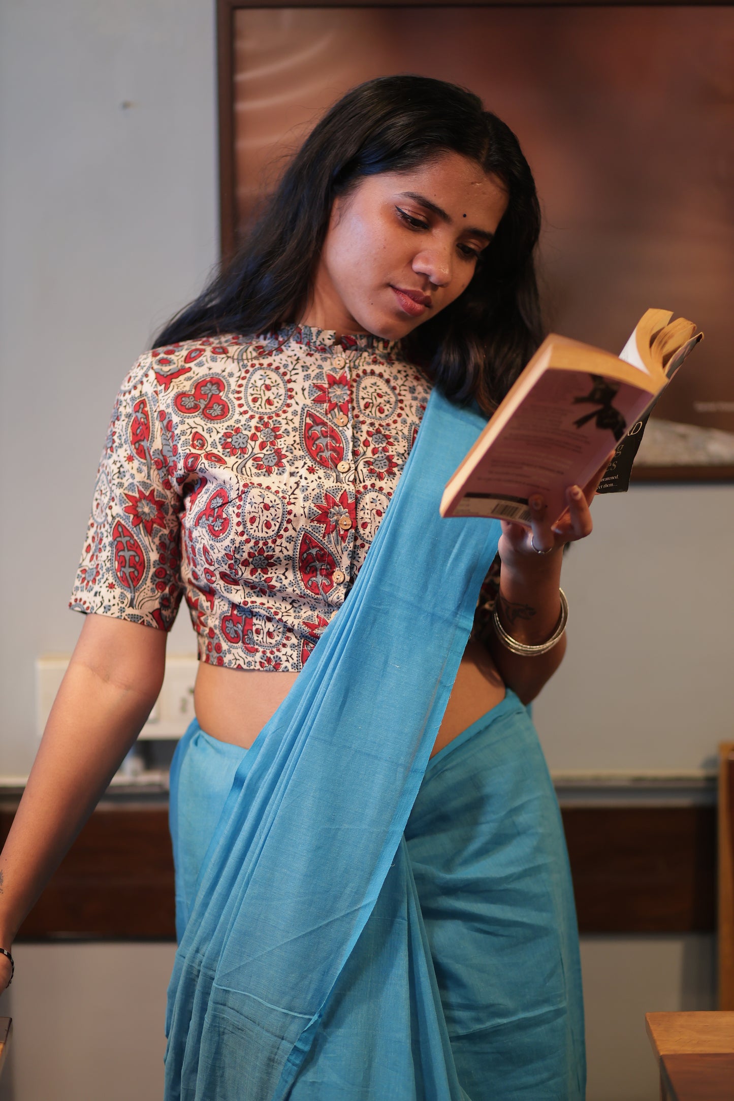 Royal Blue Mul Cotton Saree