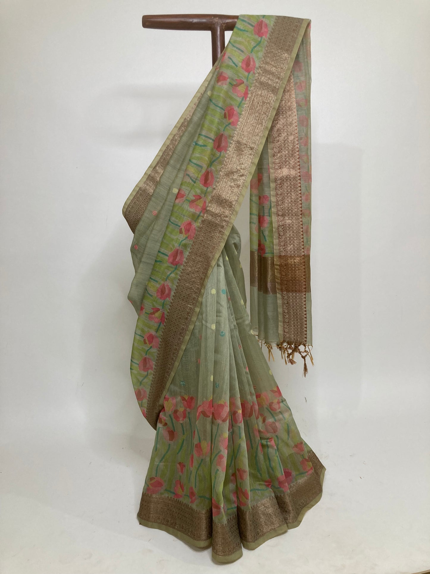 Seafoam Digital Print Chanderi Saree