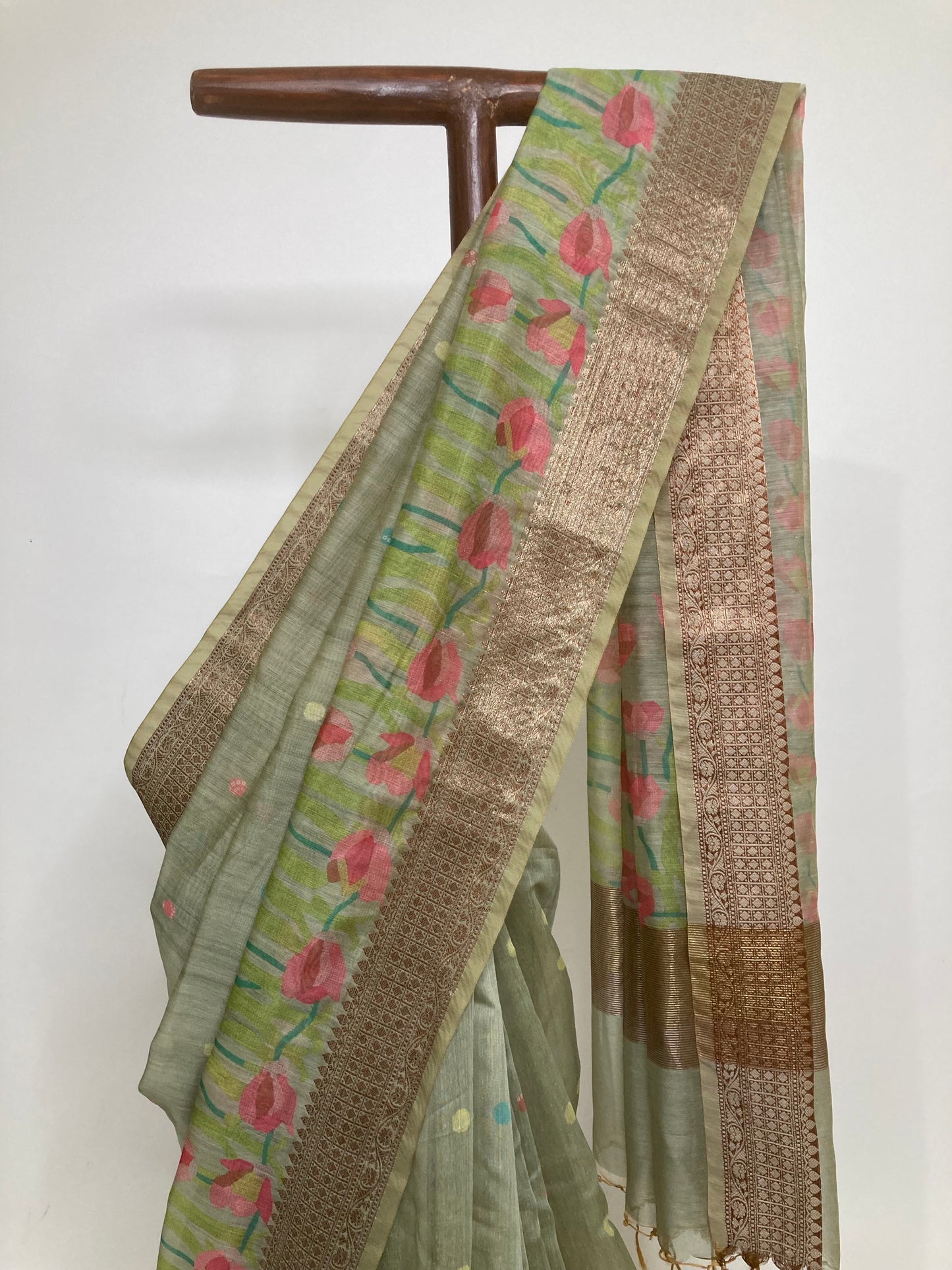 Seafoam Digital Print Chanderi Saree