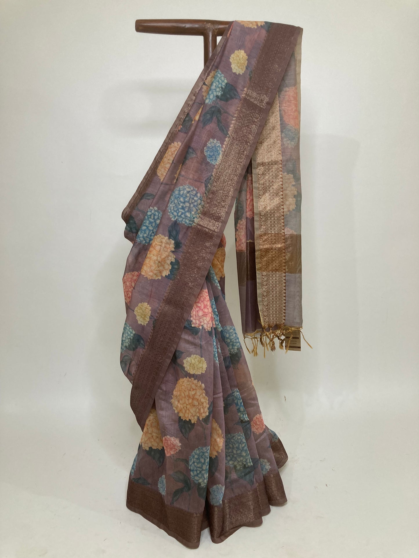 Twilight Lavender Digital Print Chanderi Saree