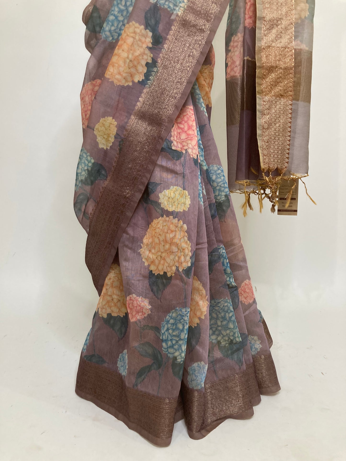 Twilight Lavender Digital Print Chanderi Saree