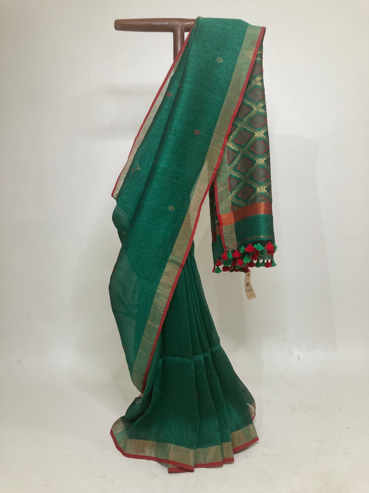 Green Organic Linen Saree