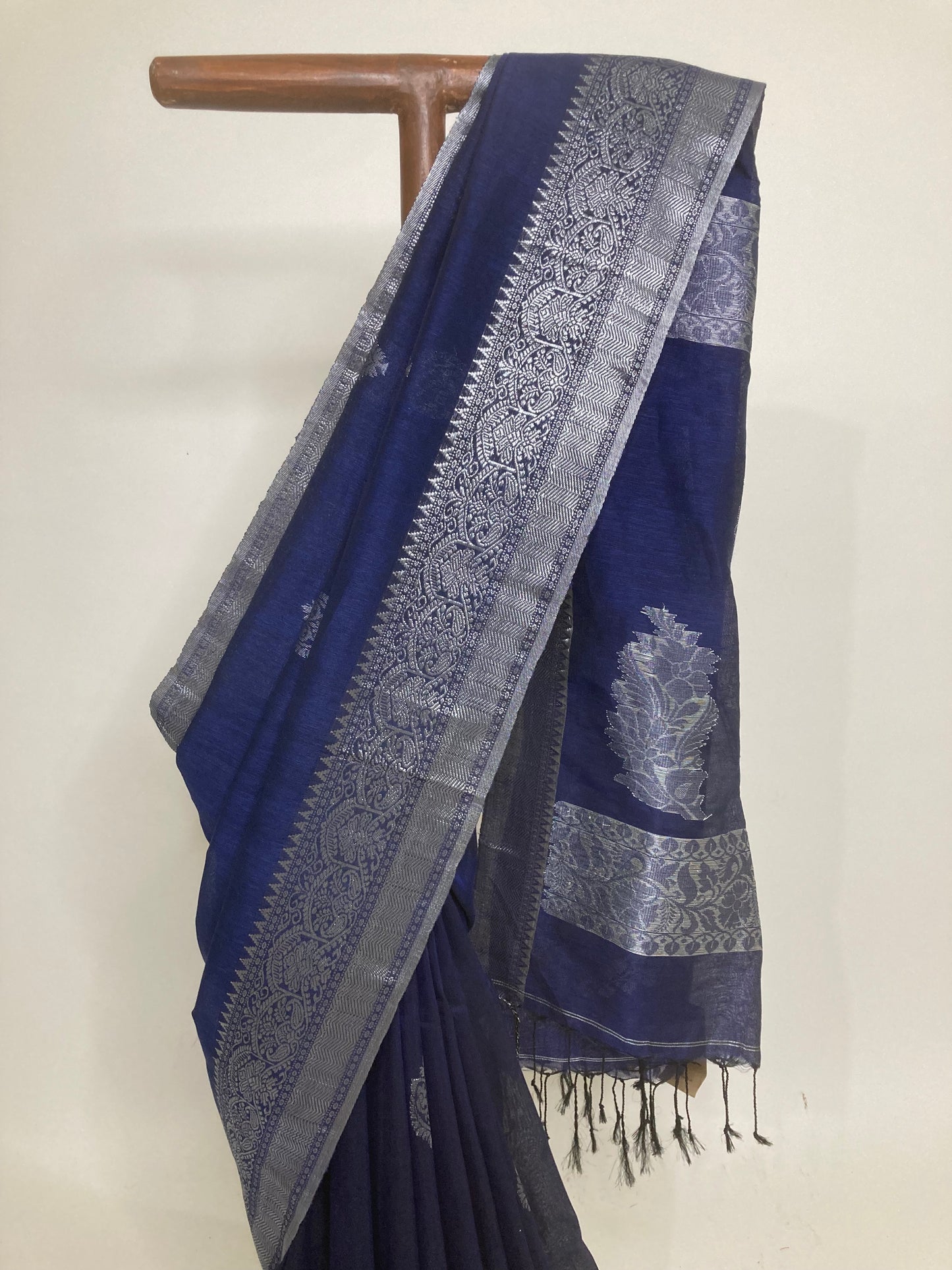 Navy Blue Organic Linen Saree