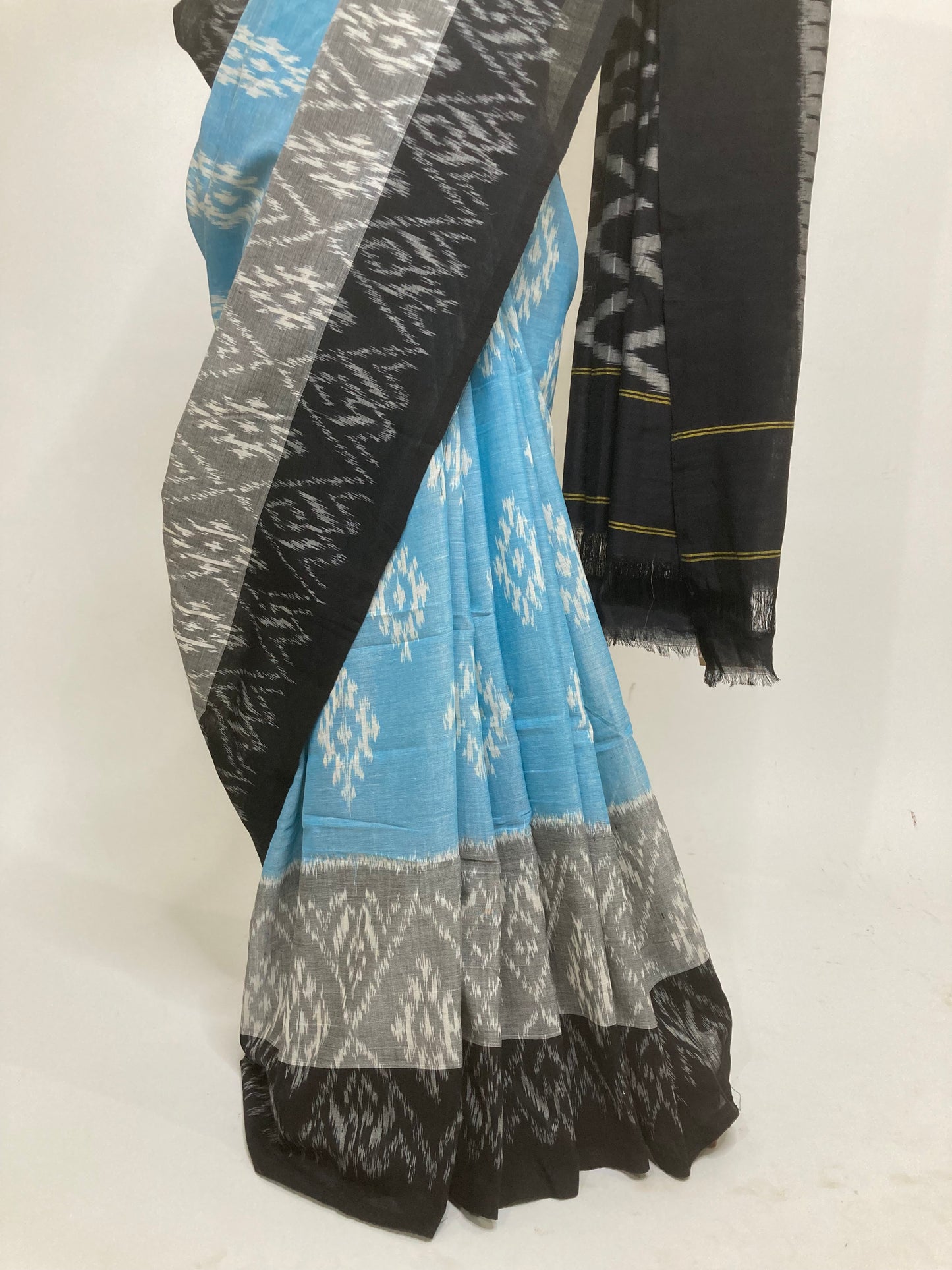 Sky Blue Pochampally Ikkat Saree
