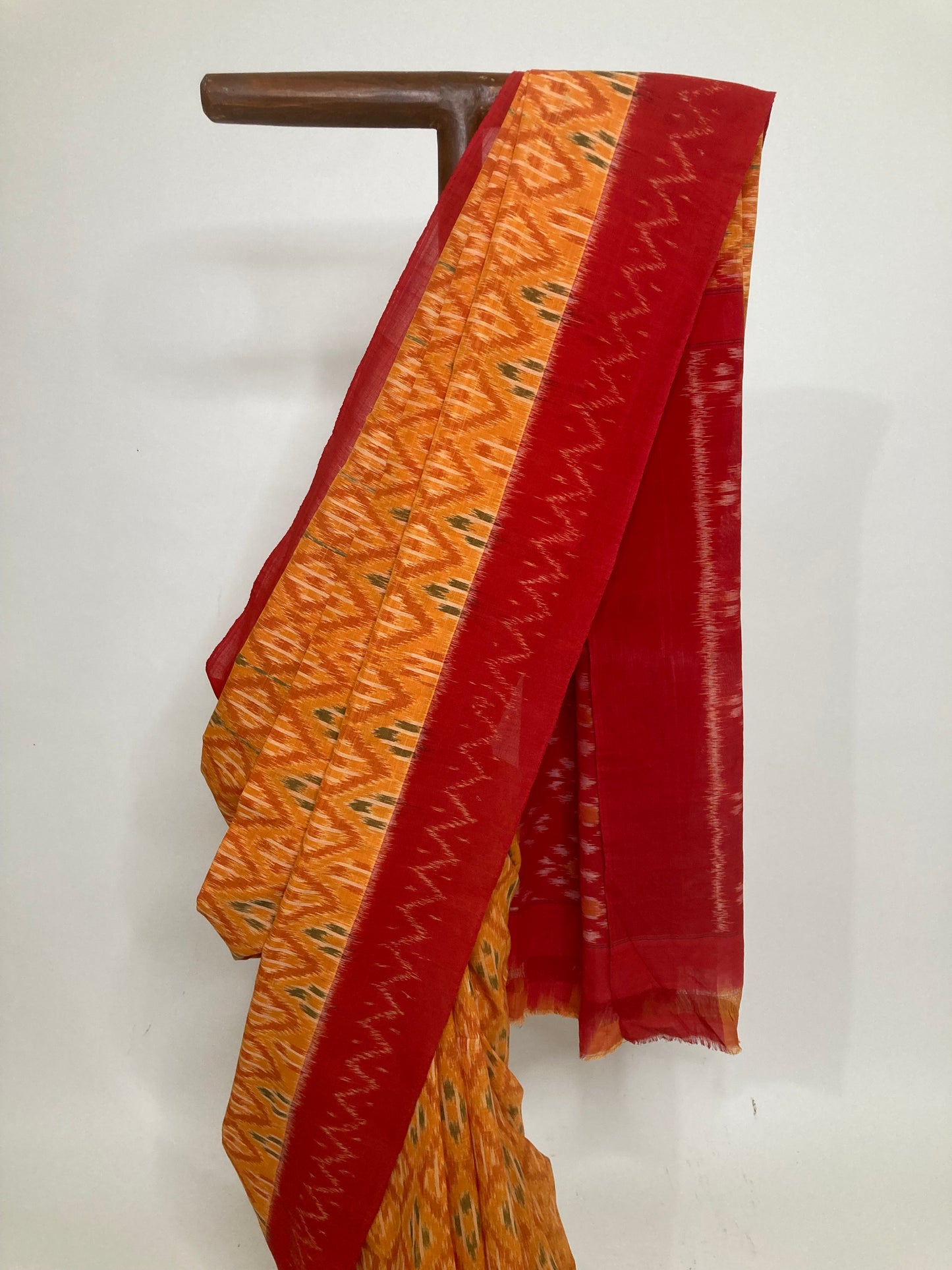 Orange Pochampally Ikkat Saree