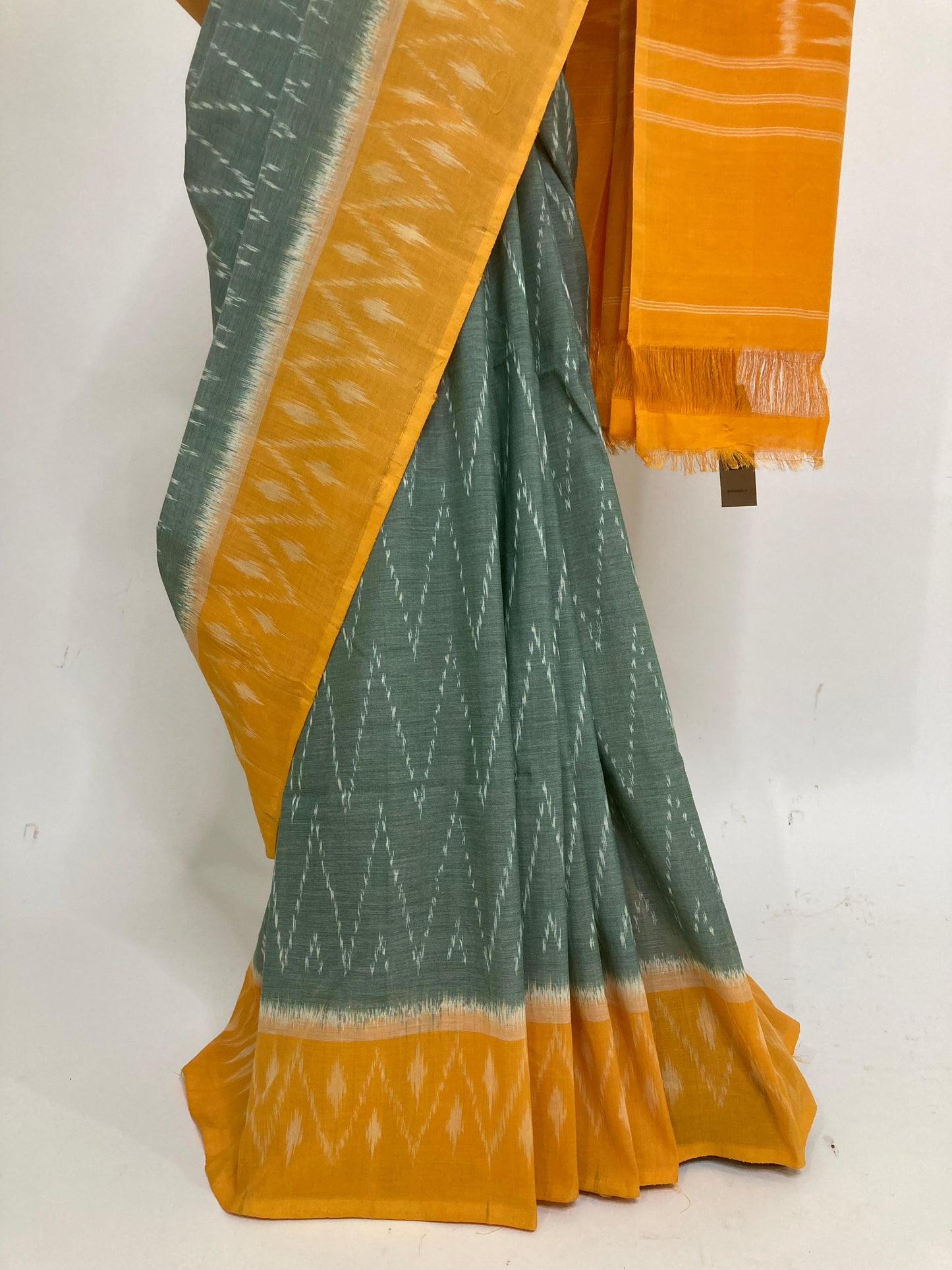 Sage Green Pochampally Ikkat Saree