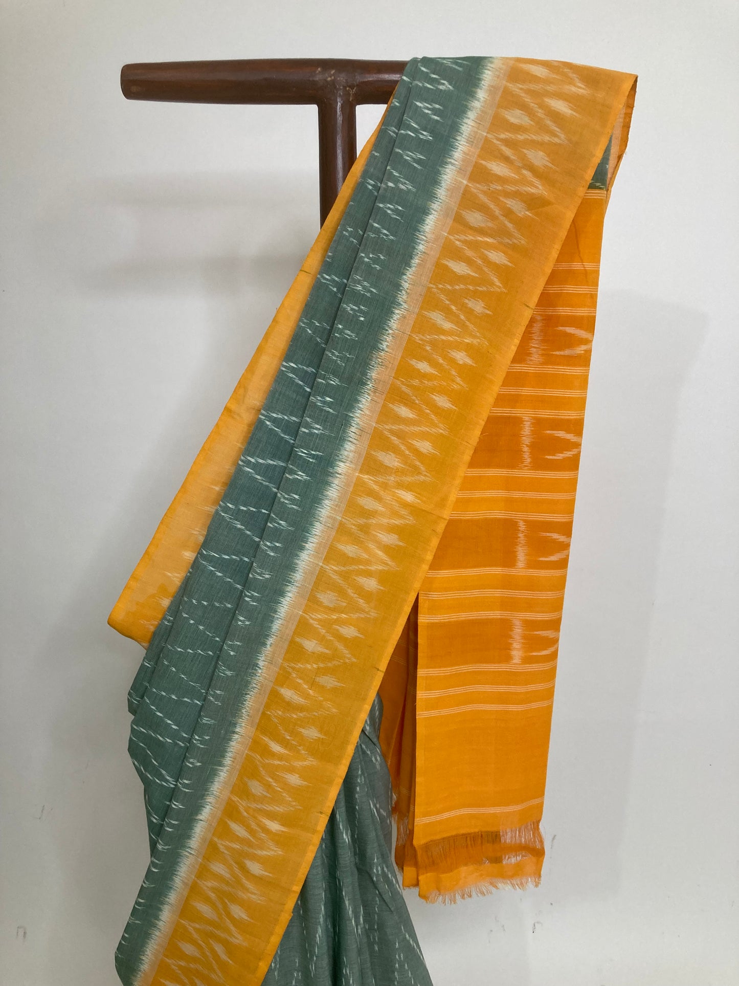Sage Green Pochampally Ikkat Saree