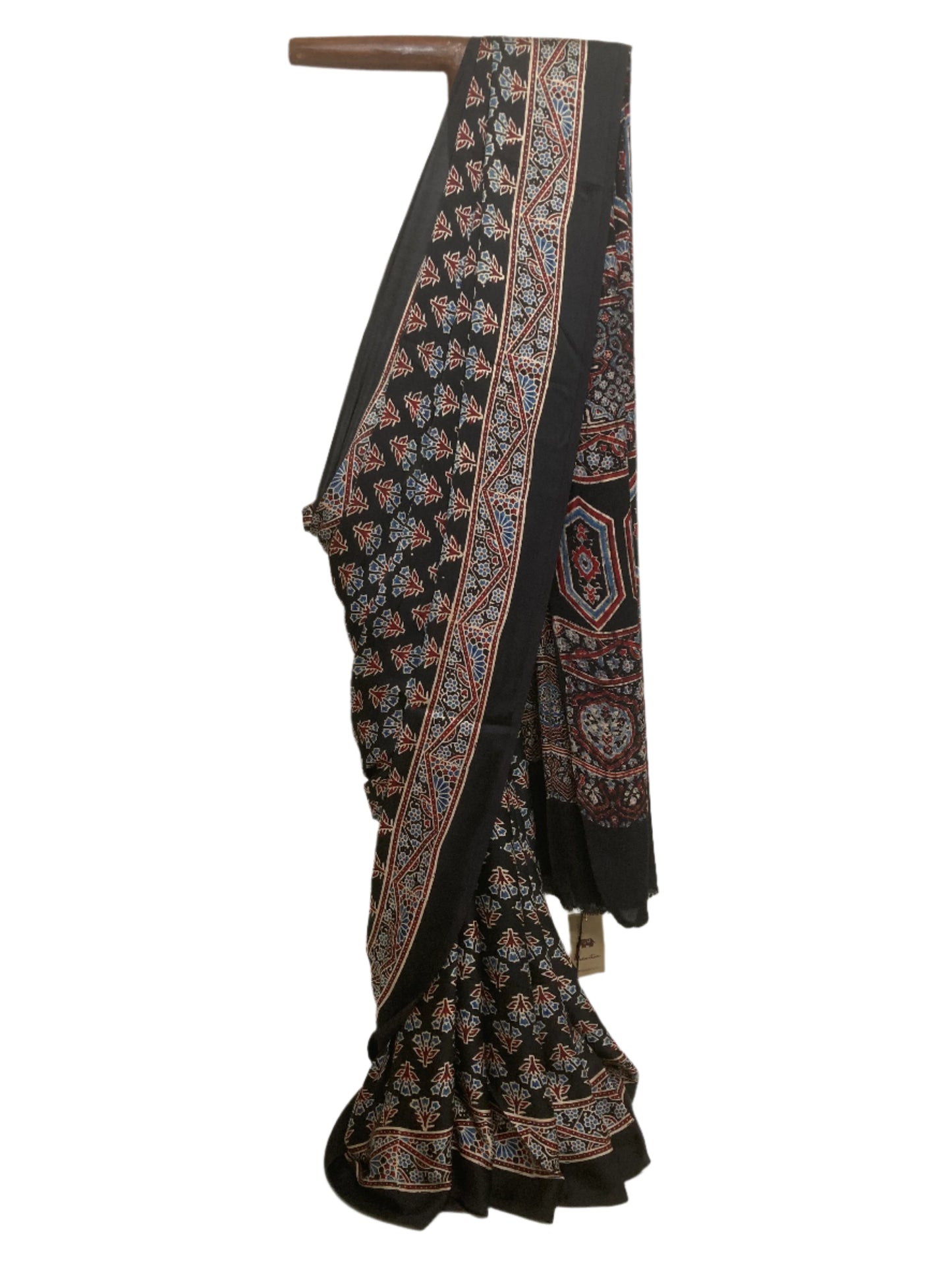 Black Ajrakh Modal Silk Saree