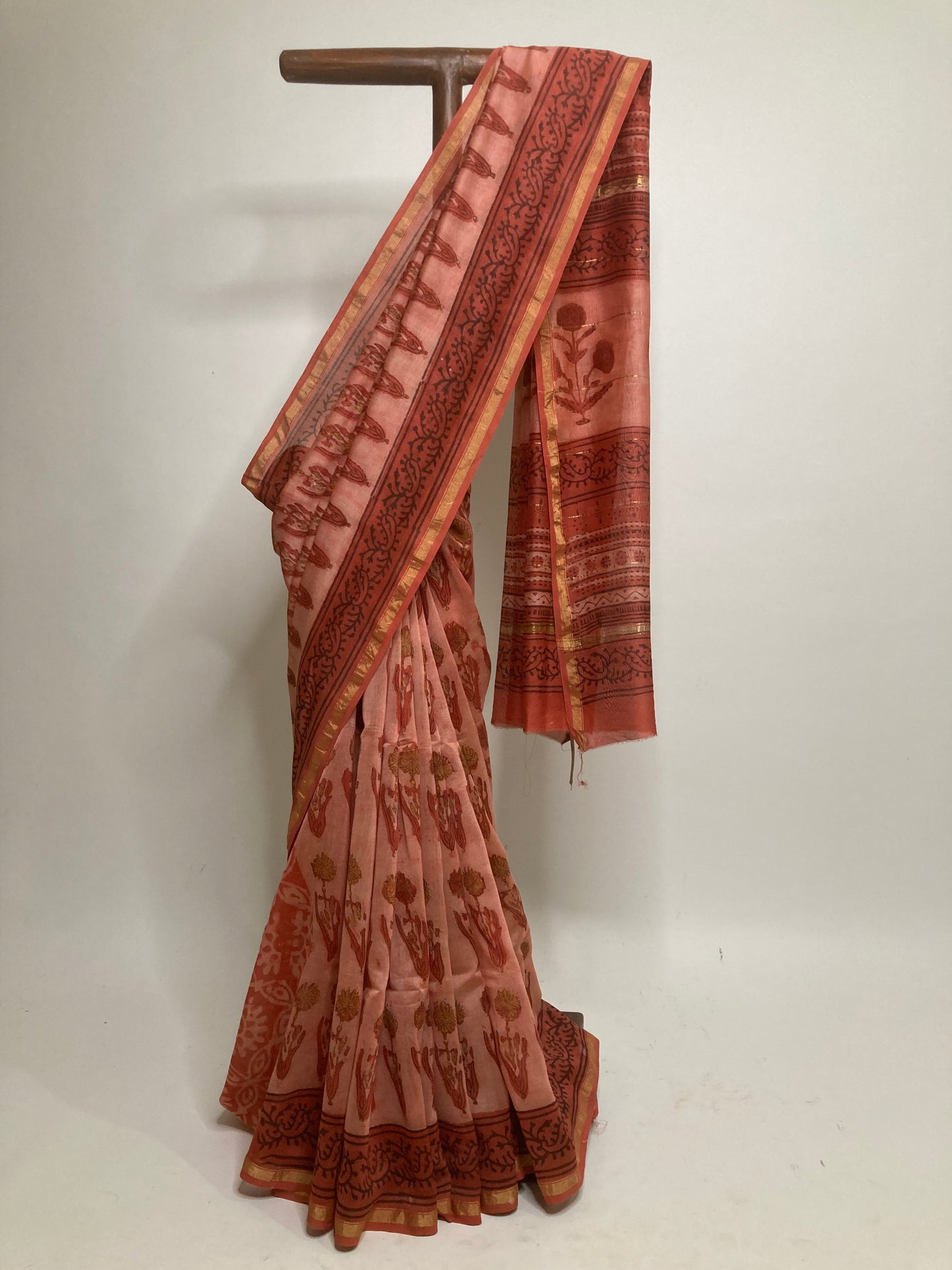 Cinnabar Block-Printed Chanderi Saree