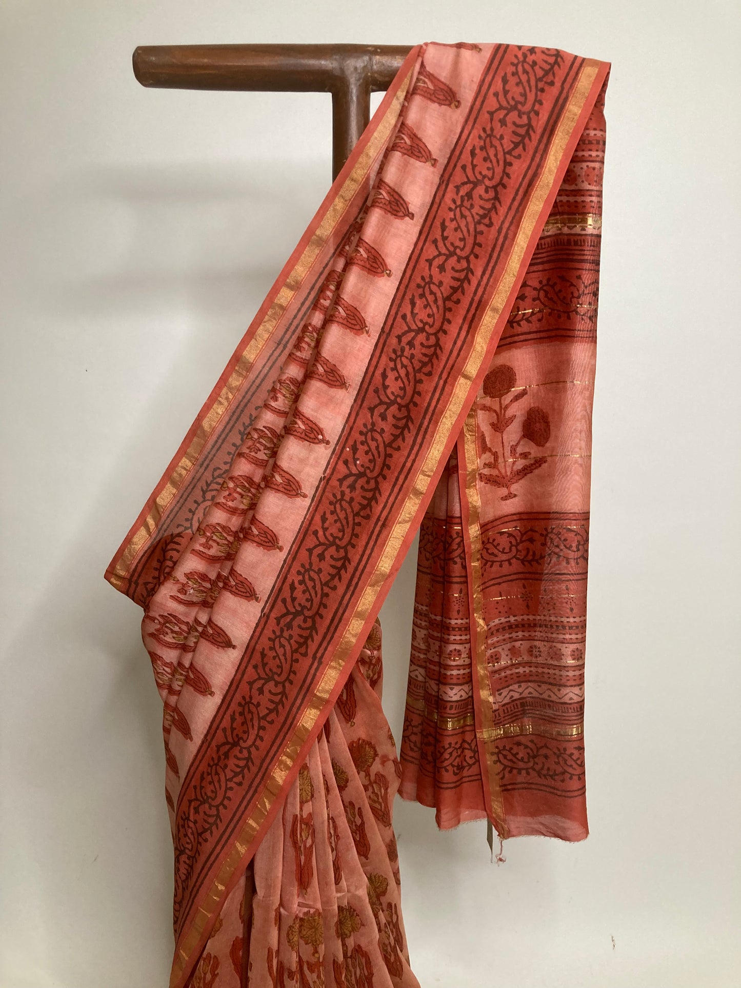 Cinnabar Block-Printed Chanderi Saree