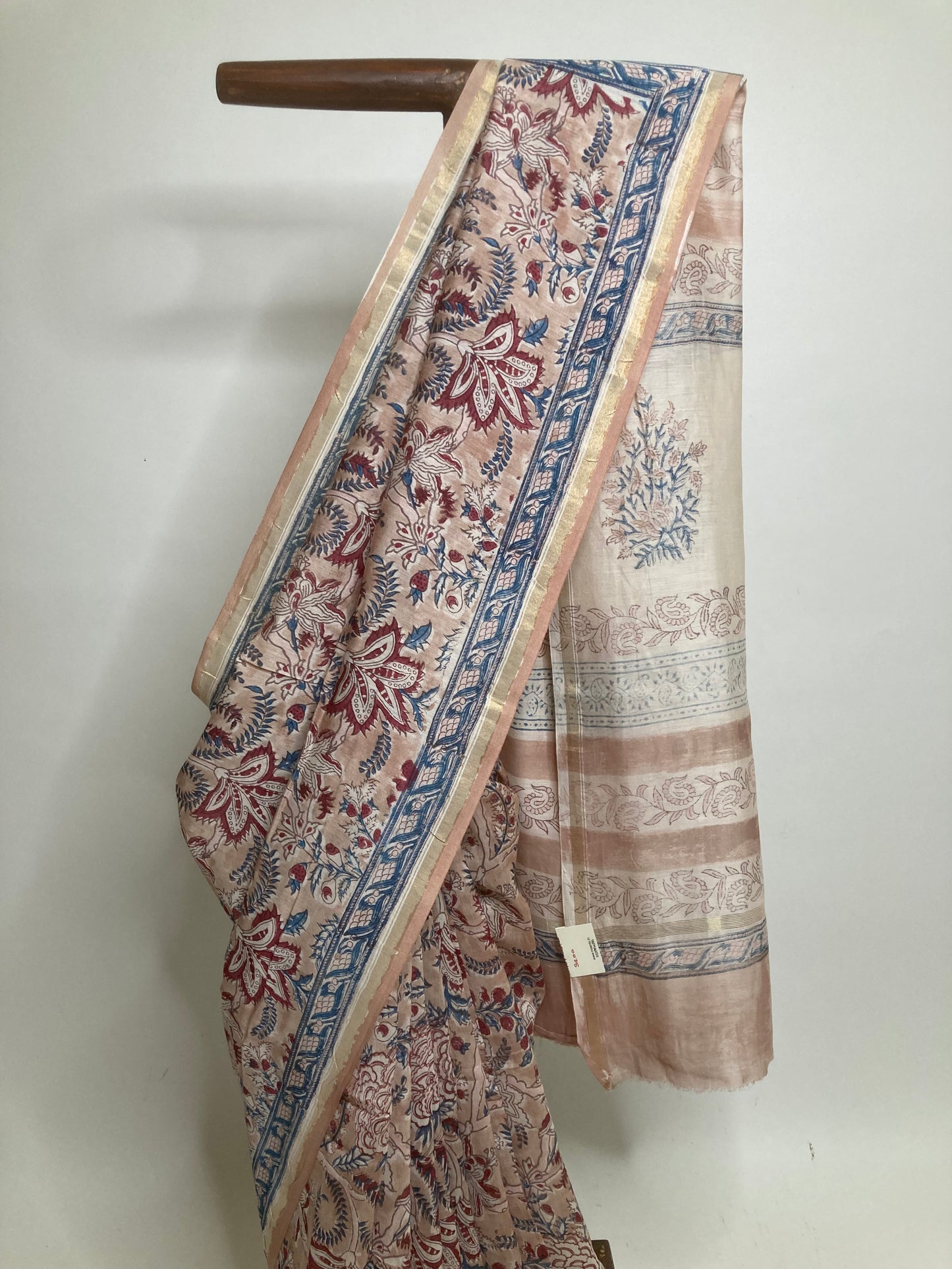 Tan Block-Printed Chanderi Saree