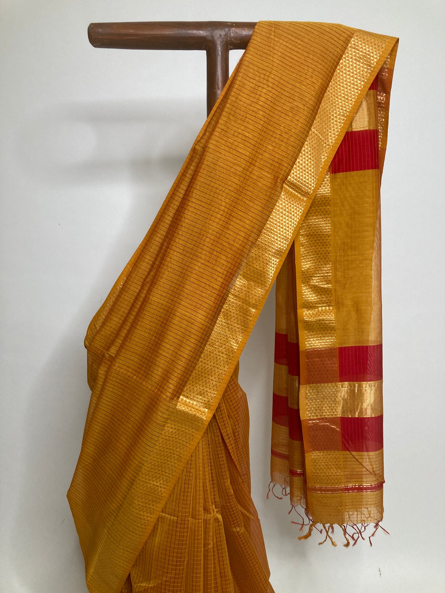 Orange Peel Maheshwari Saree