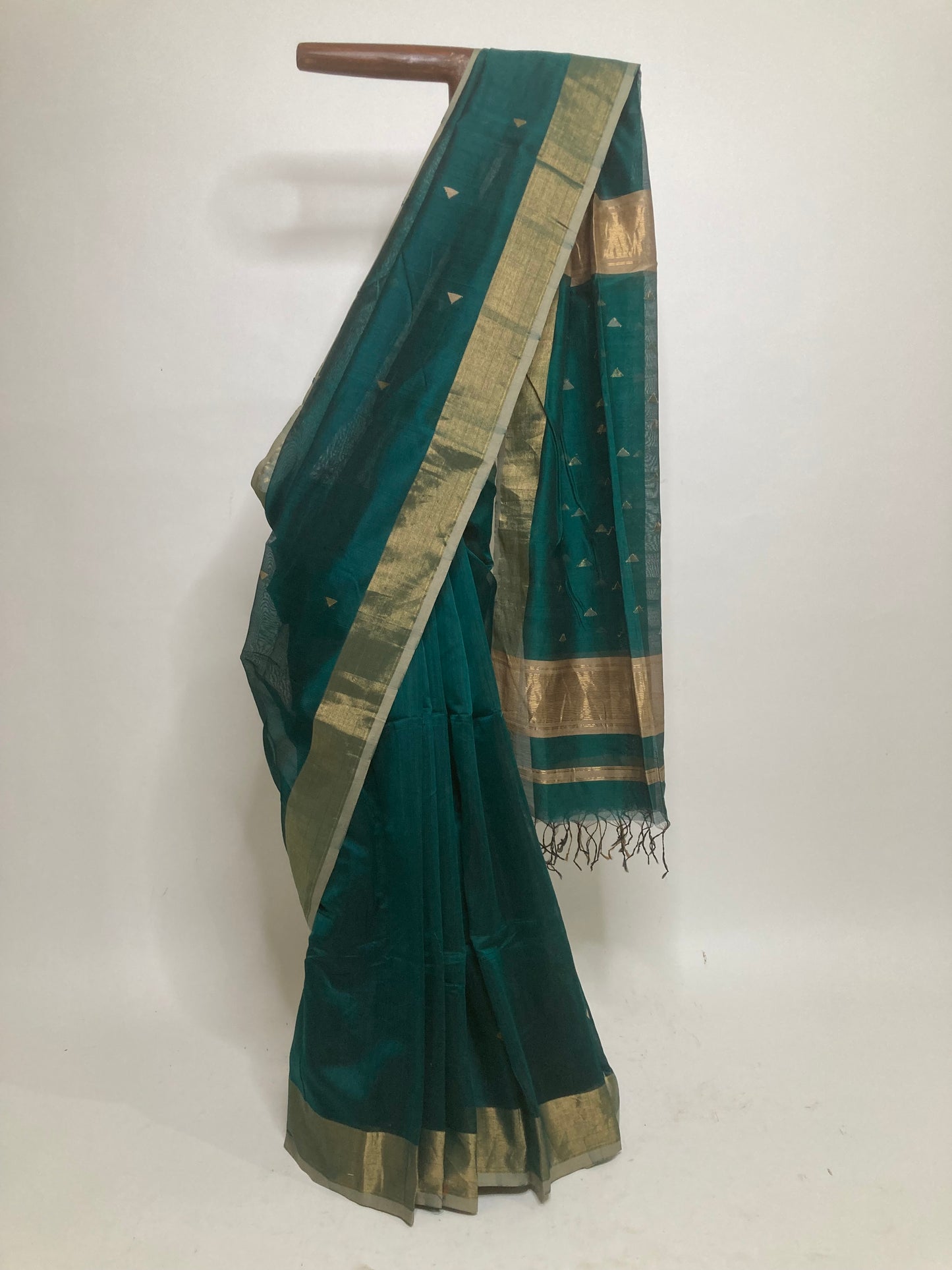 Dark Teal Green Maheshwari Saree