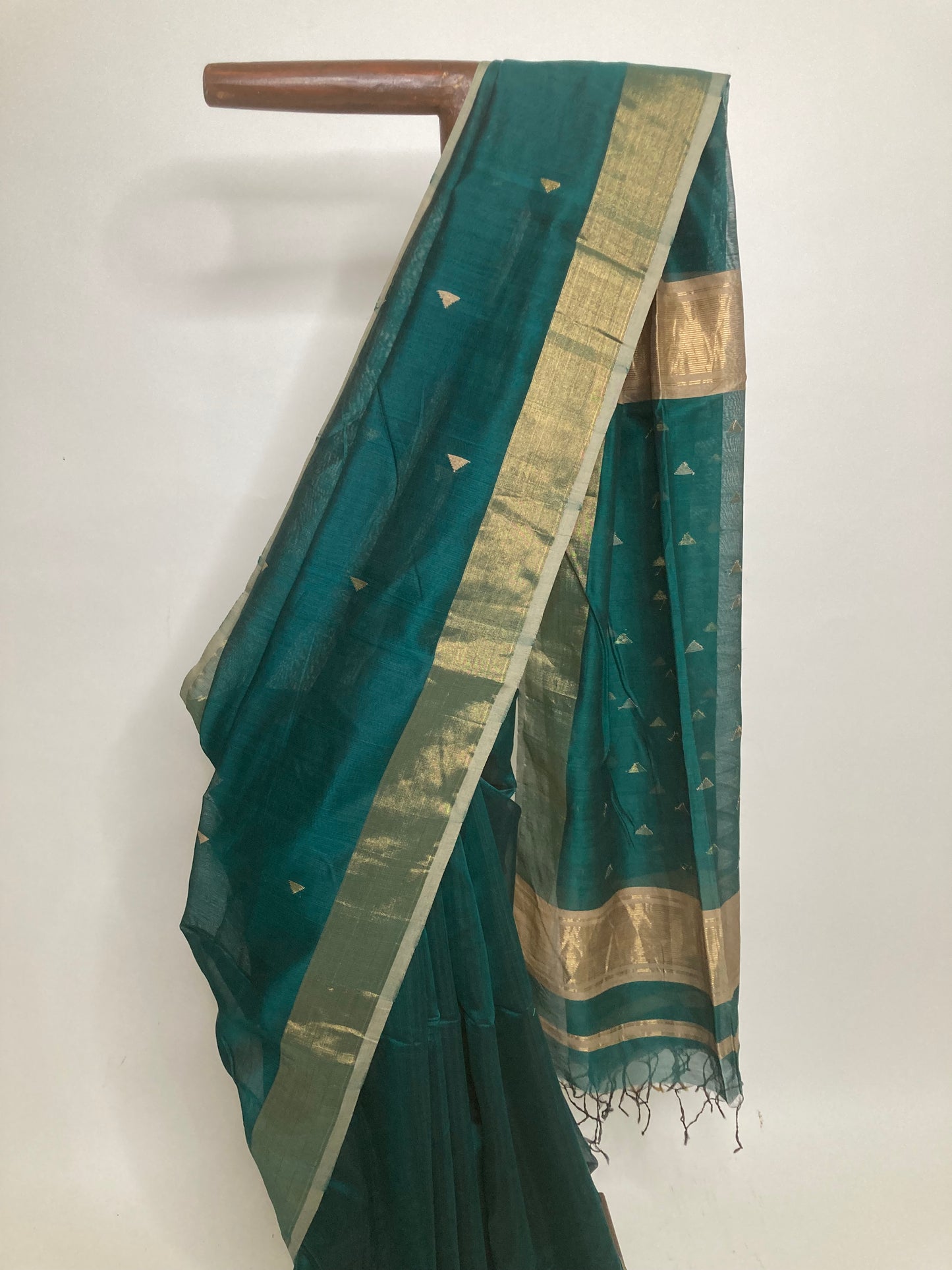 Dark Teal Green Maheshwari Saree