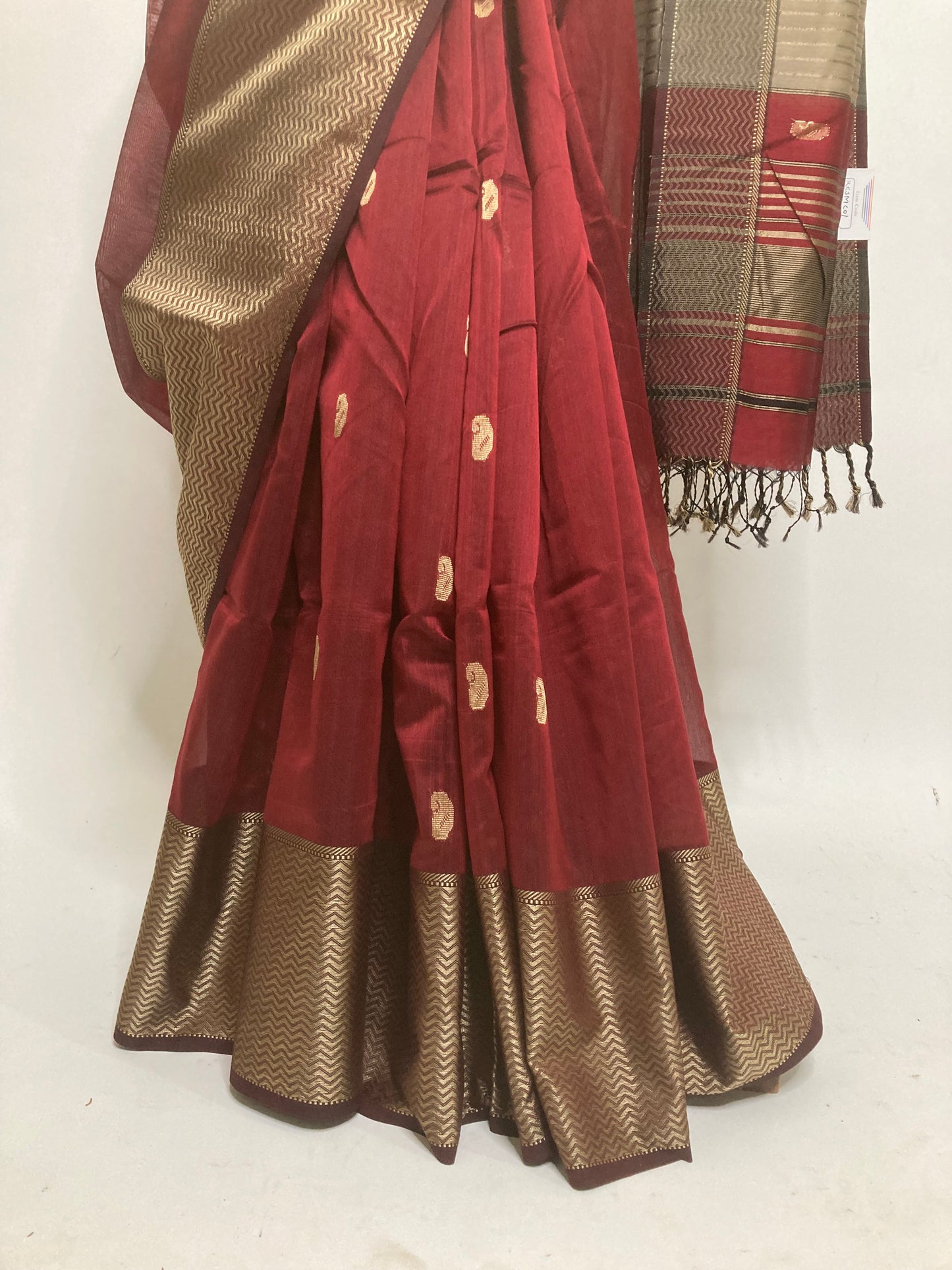 Deep Maroon Maheshwari Saree