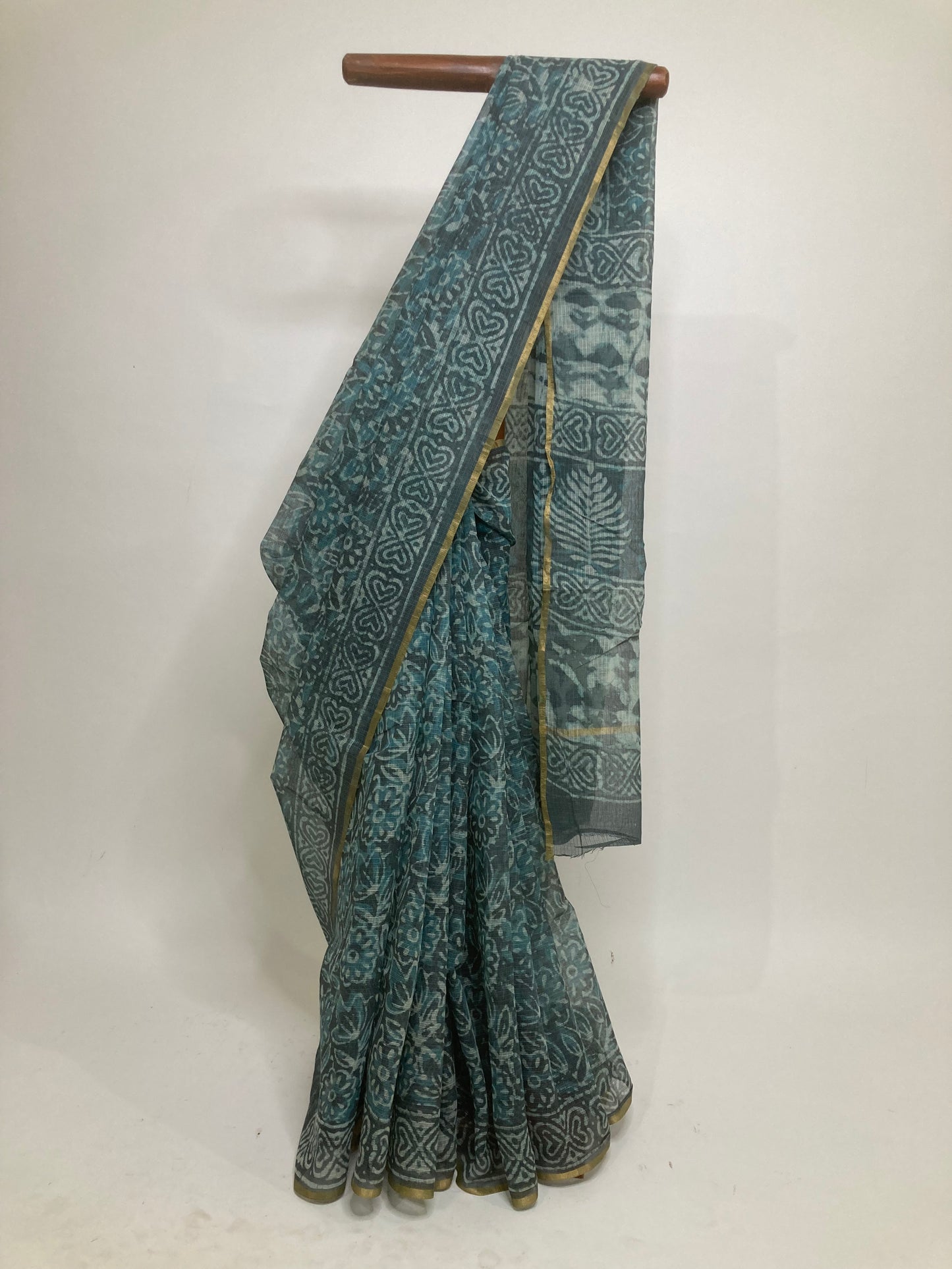 Charcoal Gray Kota Doria Saree