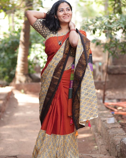 Dark Brown Maanto Concept Saree